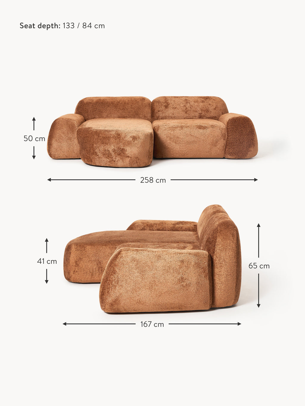Wolke Modular Teddy Bouclé Corner Sofa (3-seater)