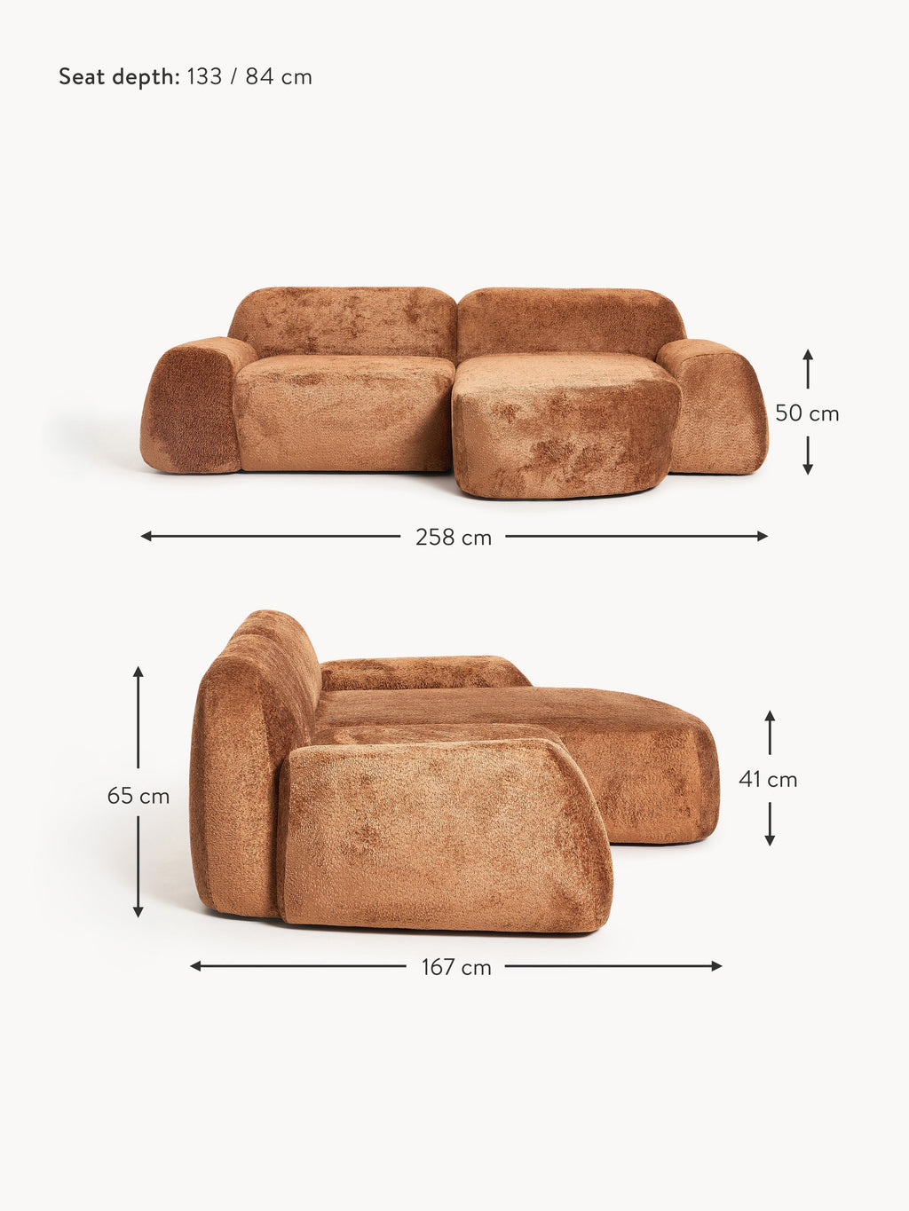 Wolke Modular Teddy Bouclé Corner Sofa (3-seater)