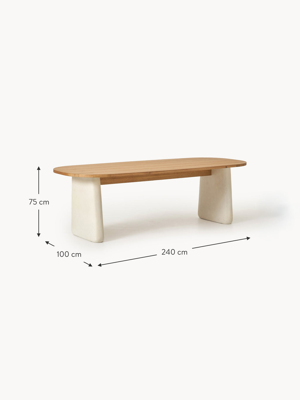 Dune Oval Oak Wood Dining Table, in various sizes