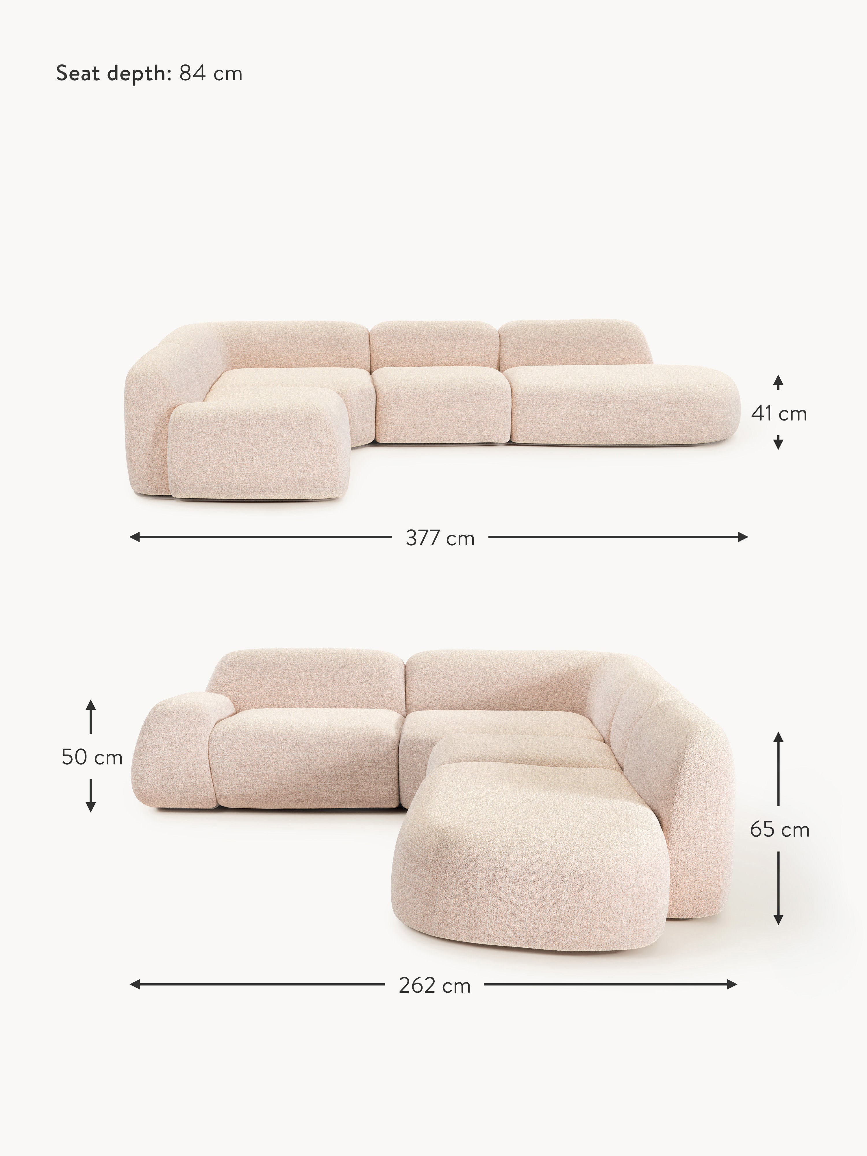 Wolke XL Modular Bouclé Corner Sofa with Chaise End