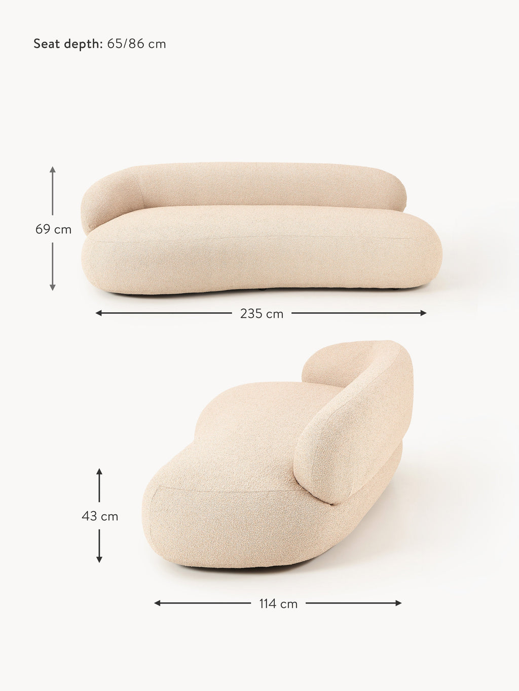 Alba Bouclé Sofa (3-seater)