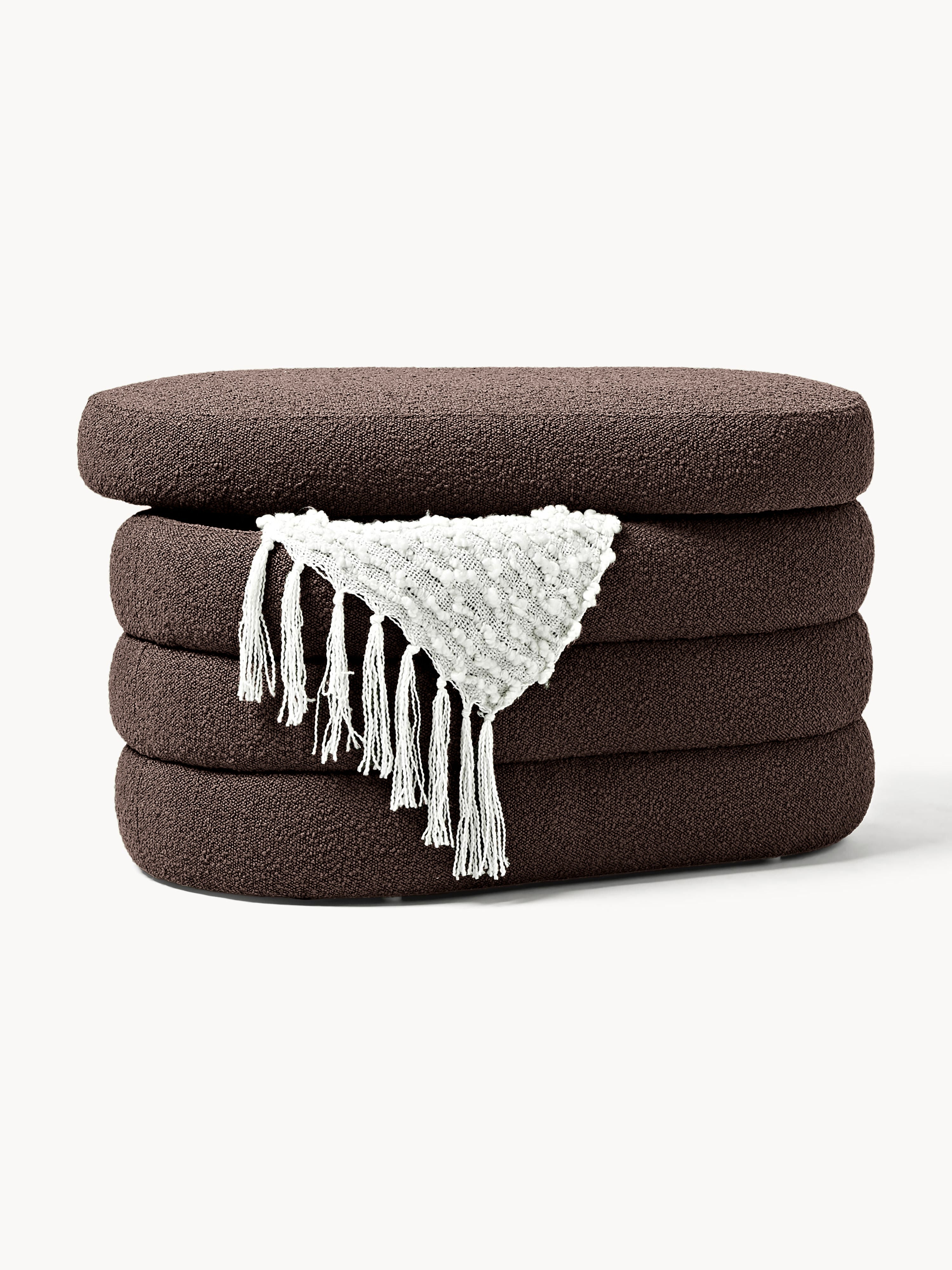 Alto Small Bouclé Upholstered Bench with Storage Space