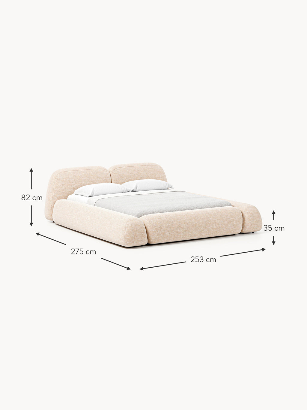 Wolke Upholstered Bouclé Bed with Storage