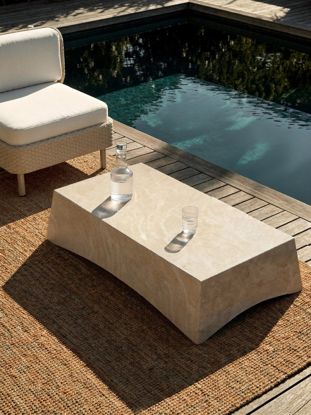 Mohi In- & Outdoor Coffee Table with Travertine Effect, W 100 cm