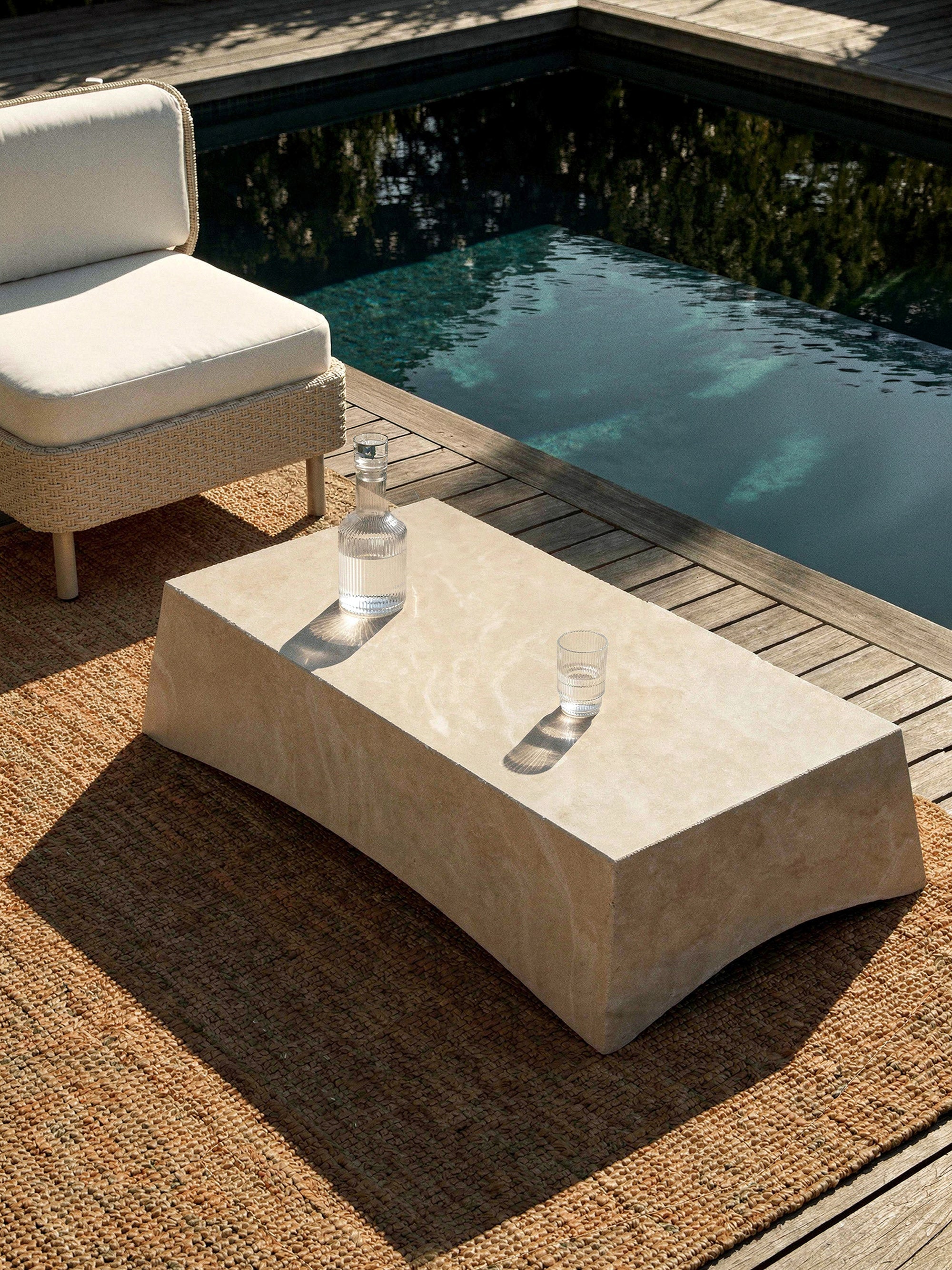Mohi In- & Outdoor Coffee Table with Travertine Effect, W 100 cm