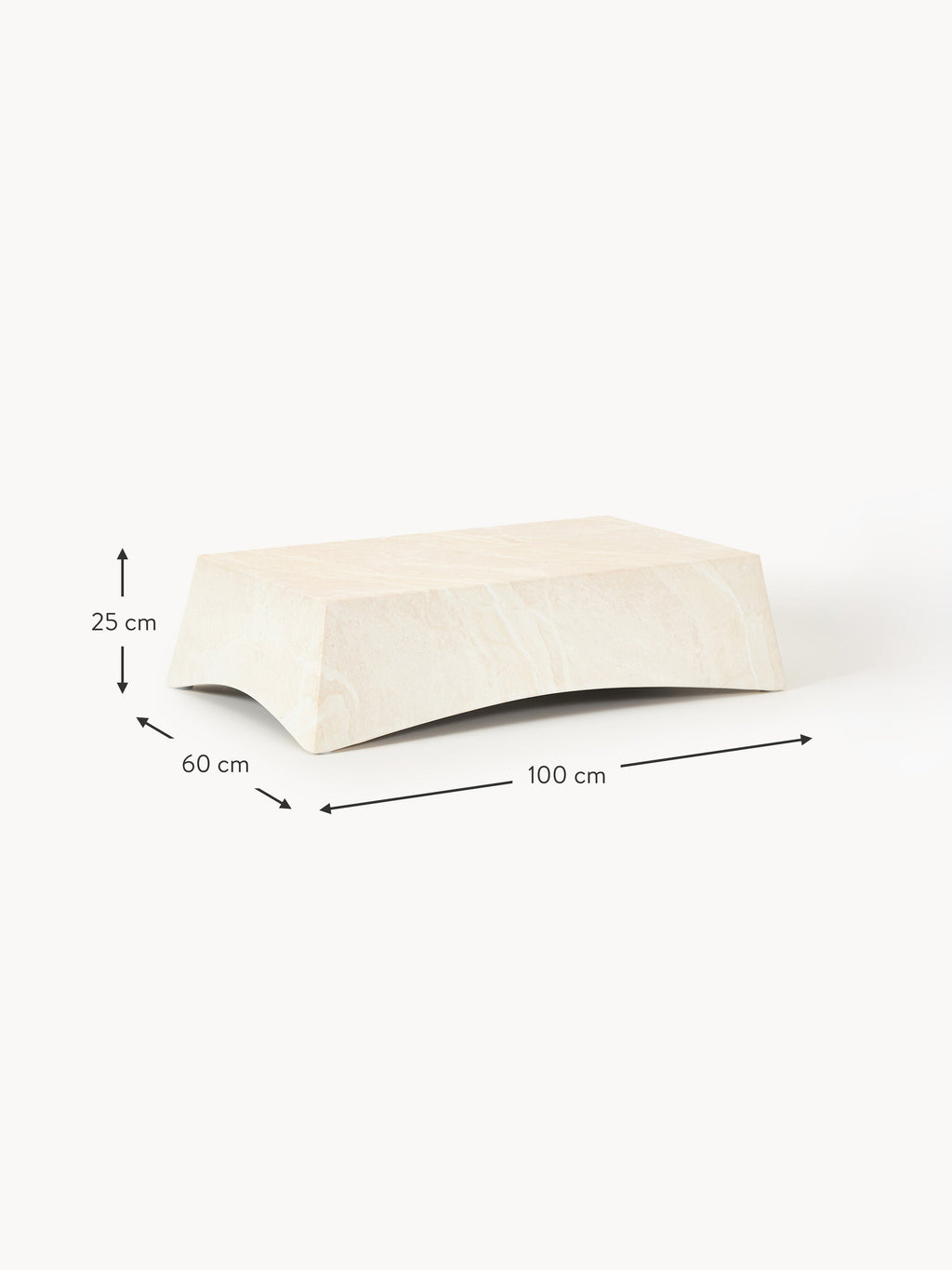 Mohi In- & Outdoor Coffee Table with Travertine Effect, W 100 cm