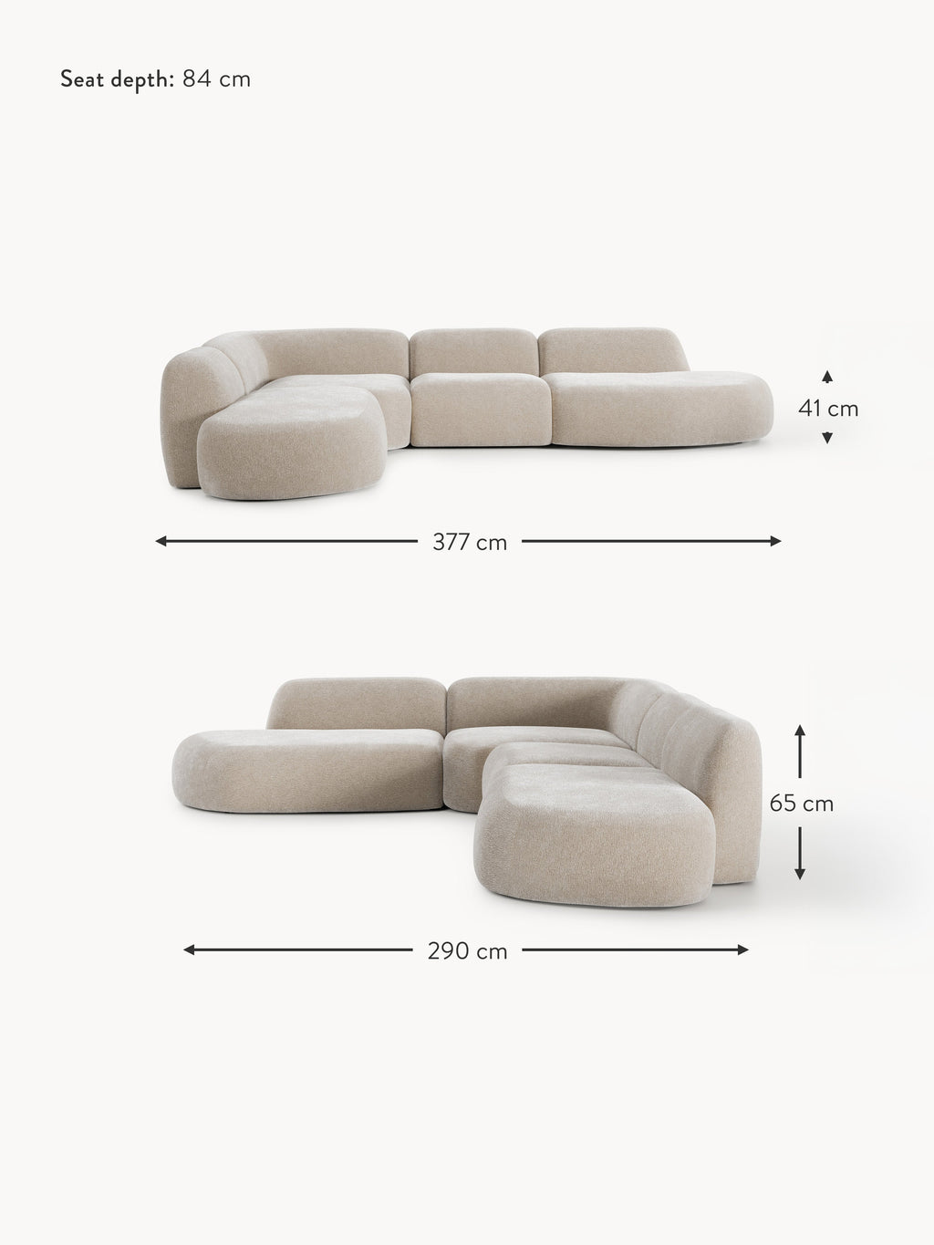 Wolke XL Modular Corner Sofa with Chaise Ends