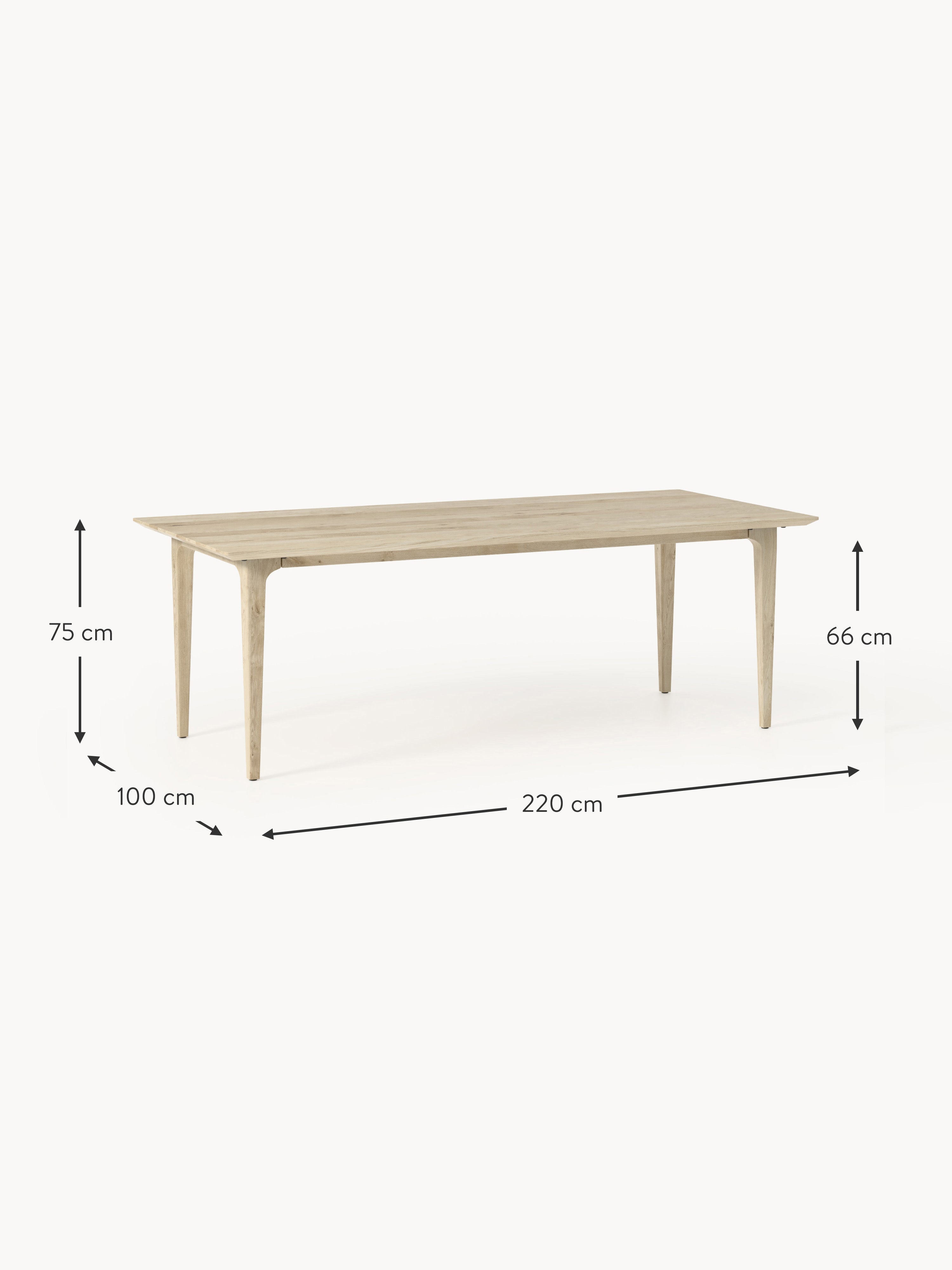 Archie Oak Wood Dining Table, in various sizes