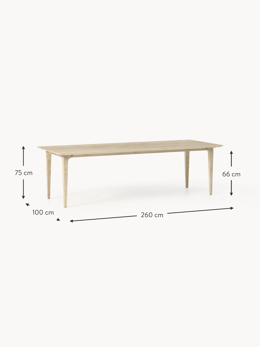 Archie Oak Wood Dining Table, in various sizes