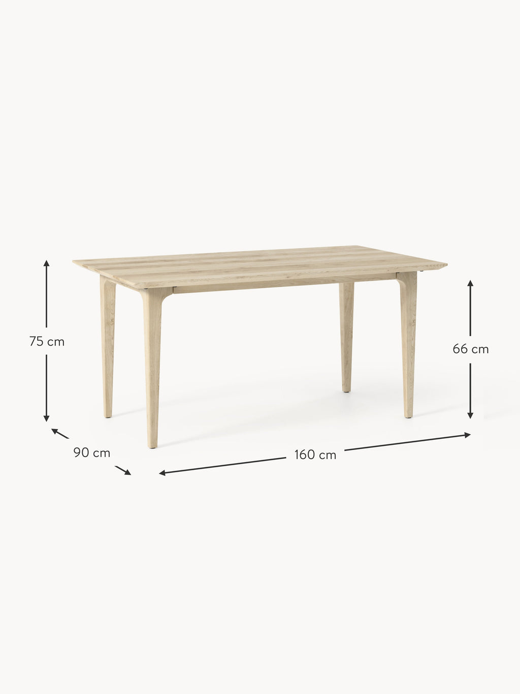 Archie Oak Wood Dining Table, in various sizes