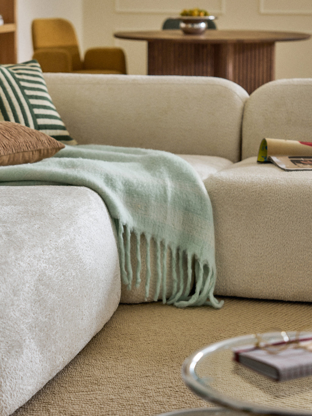 Wolke Modular Teddy Bouclé Corner Sofa (4-seater) with Chaise End