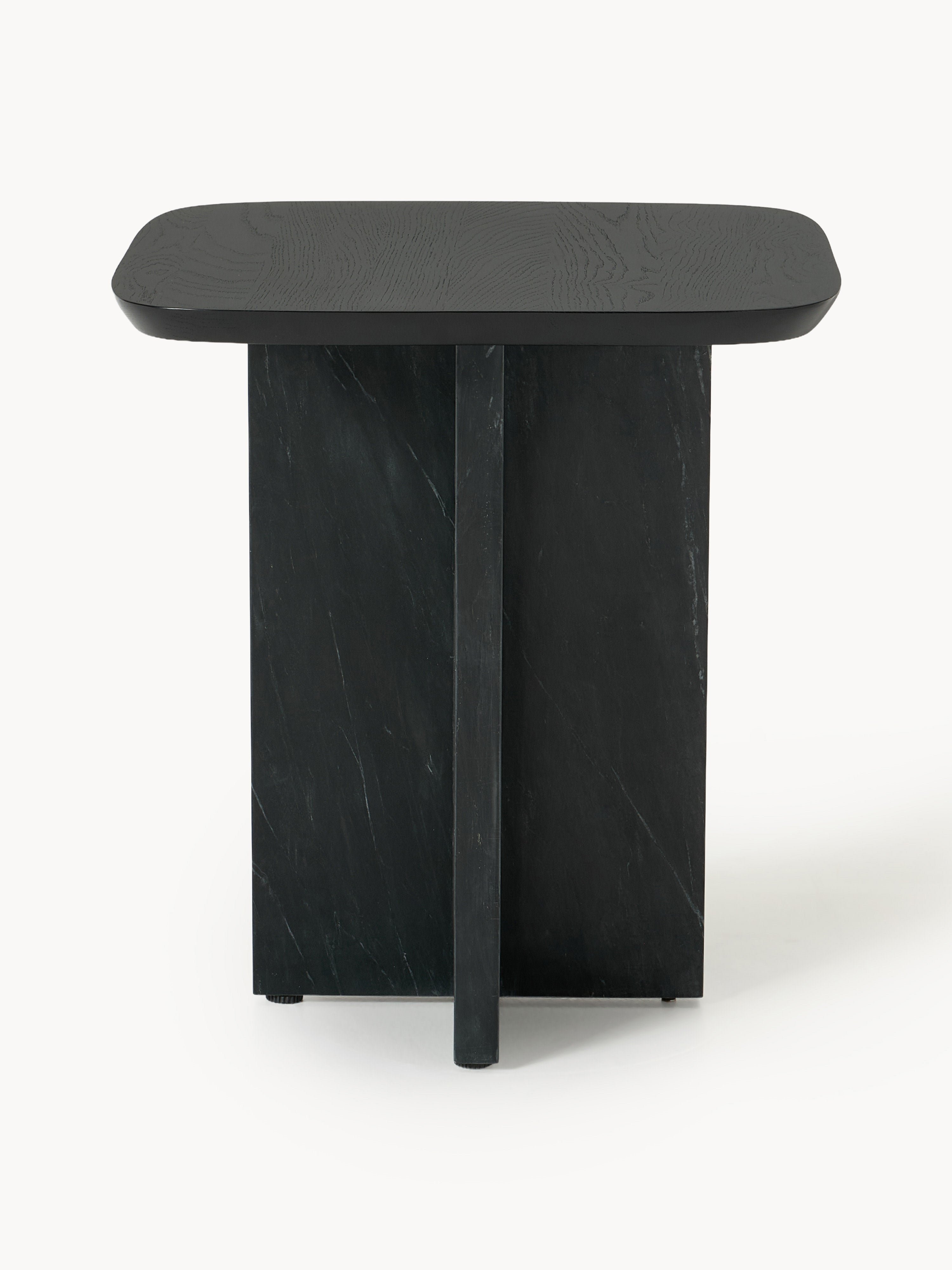 Naida Oak Wood and Marble Side Table