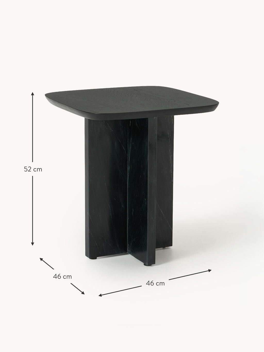 Naida Oak Wood and Marble Side Table