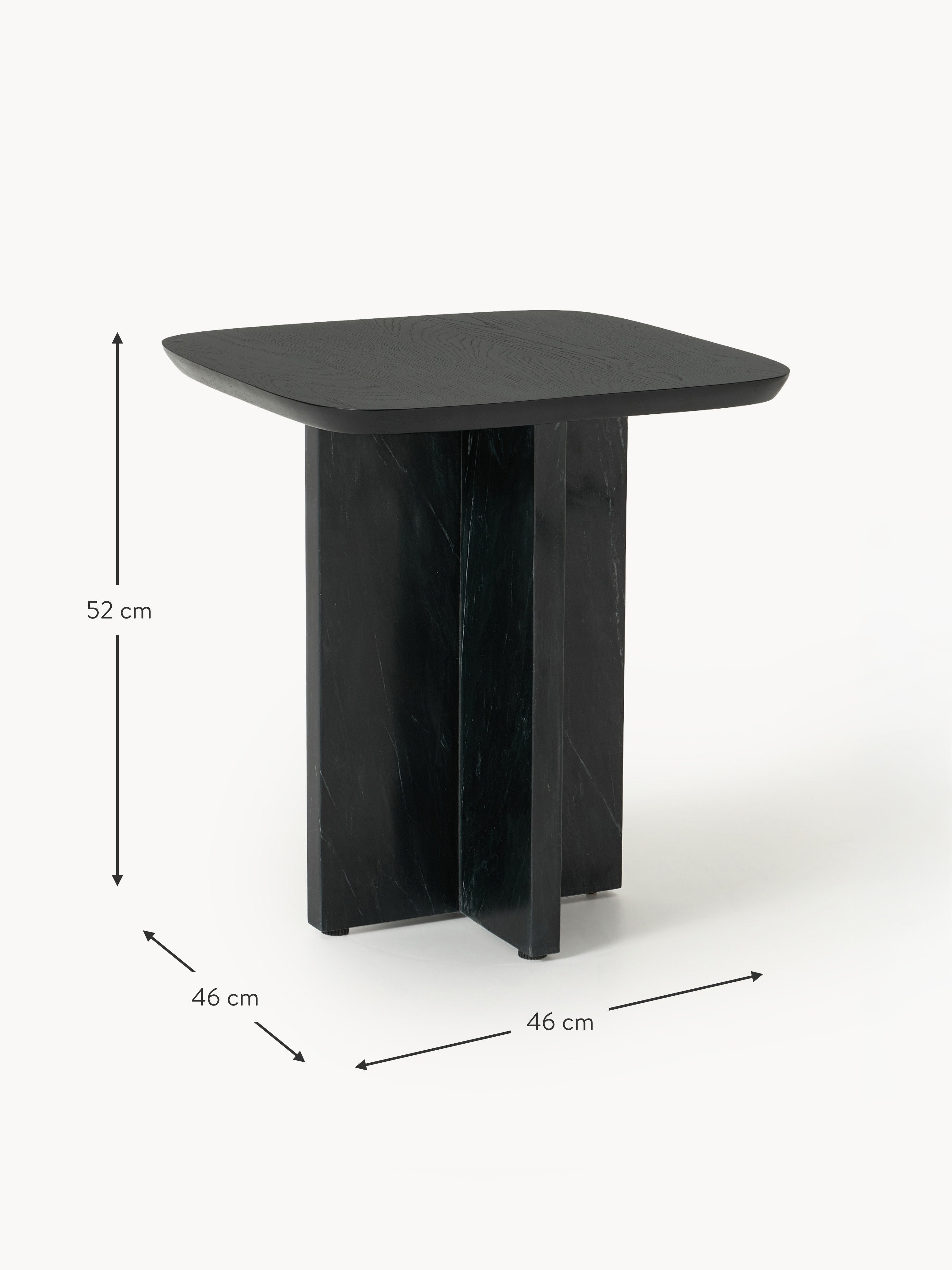 Naida Oak Wood and Marble Side Table