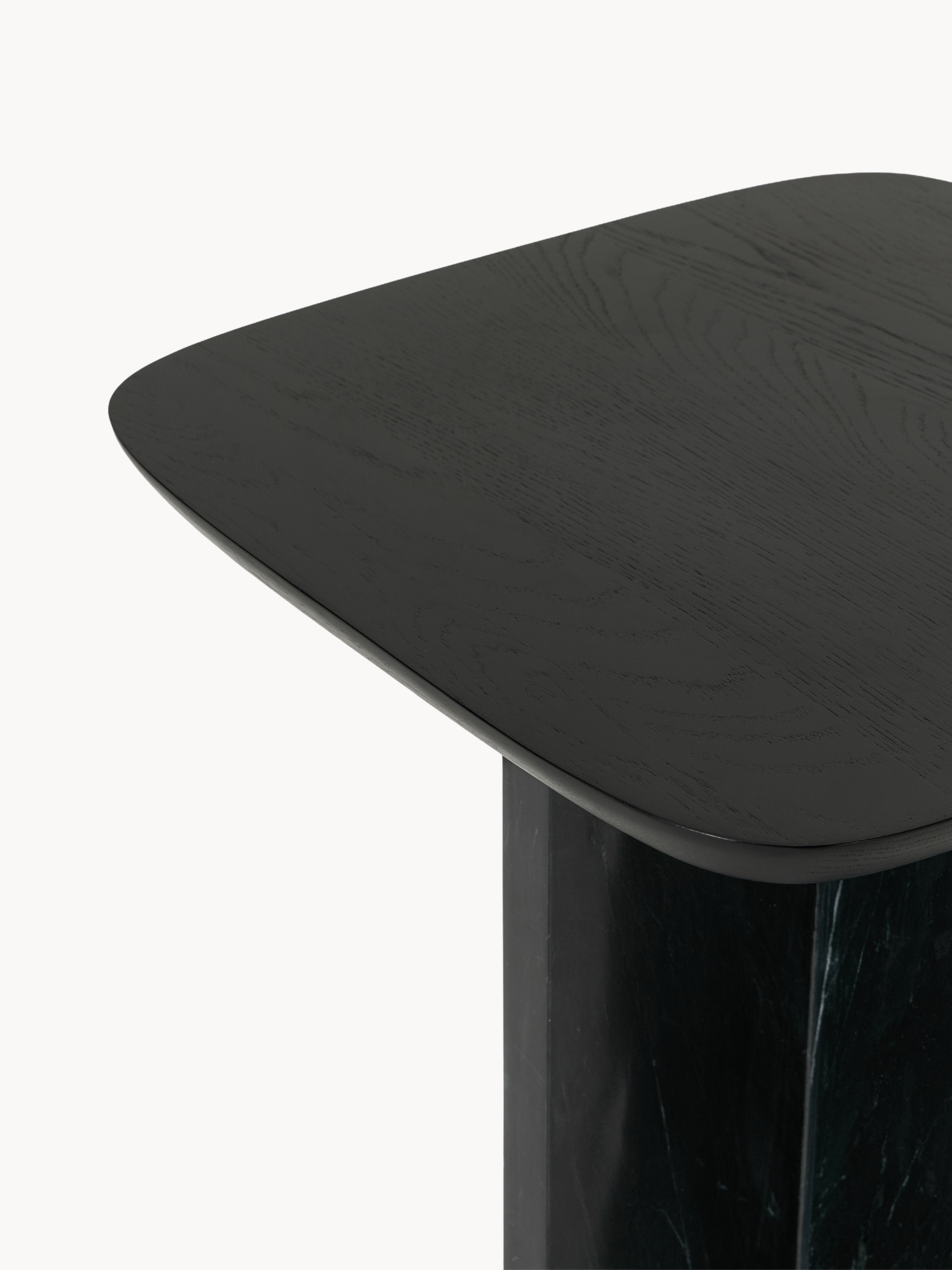 Naida Oak Wood and Marble Side Table