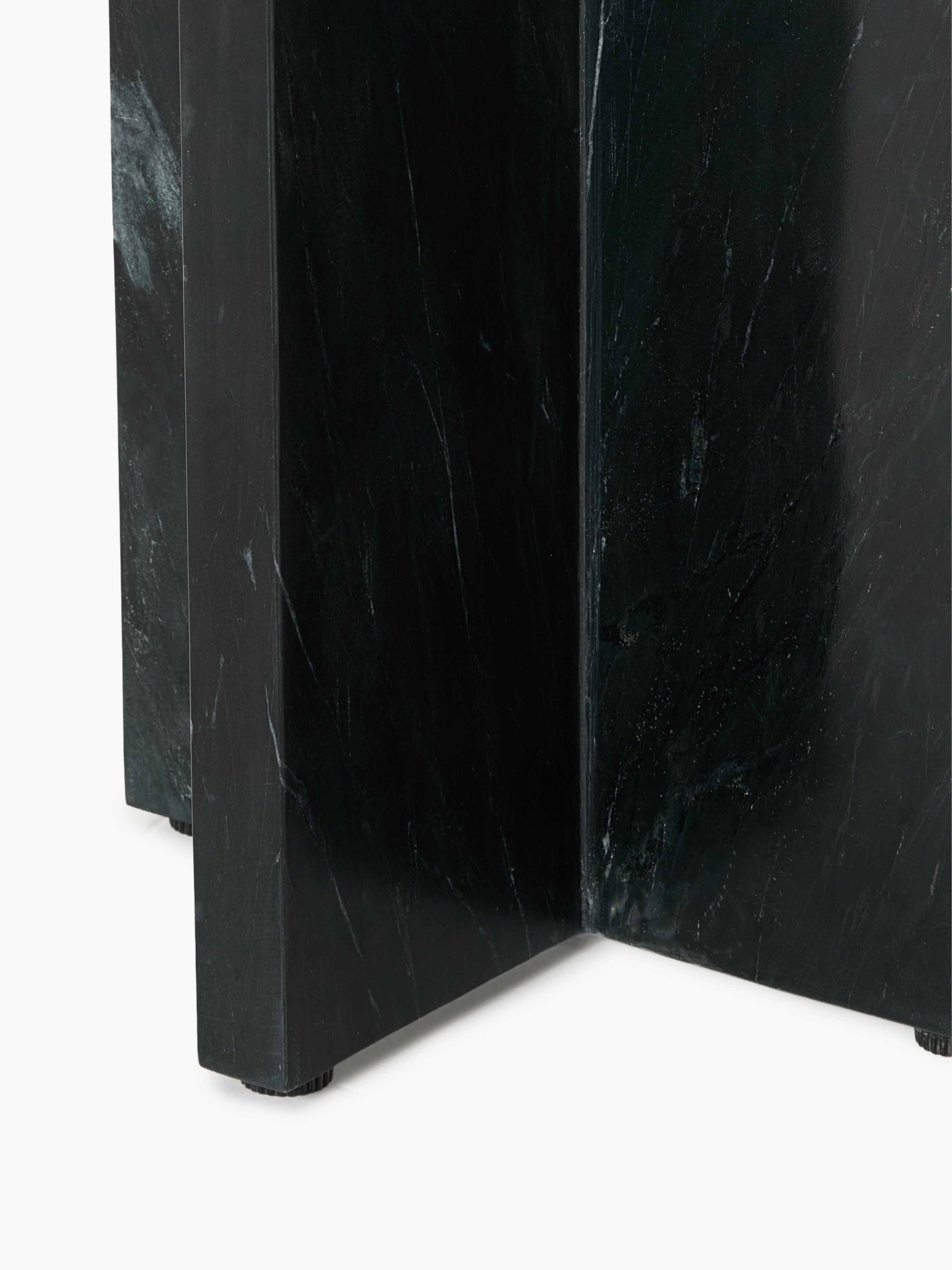 Naida Oak Wood and Marble Side Table