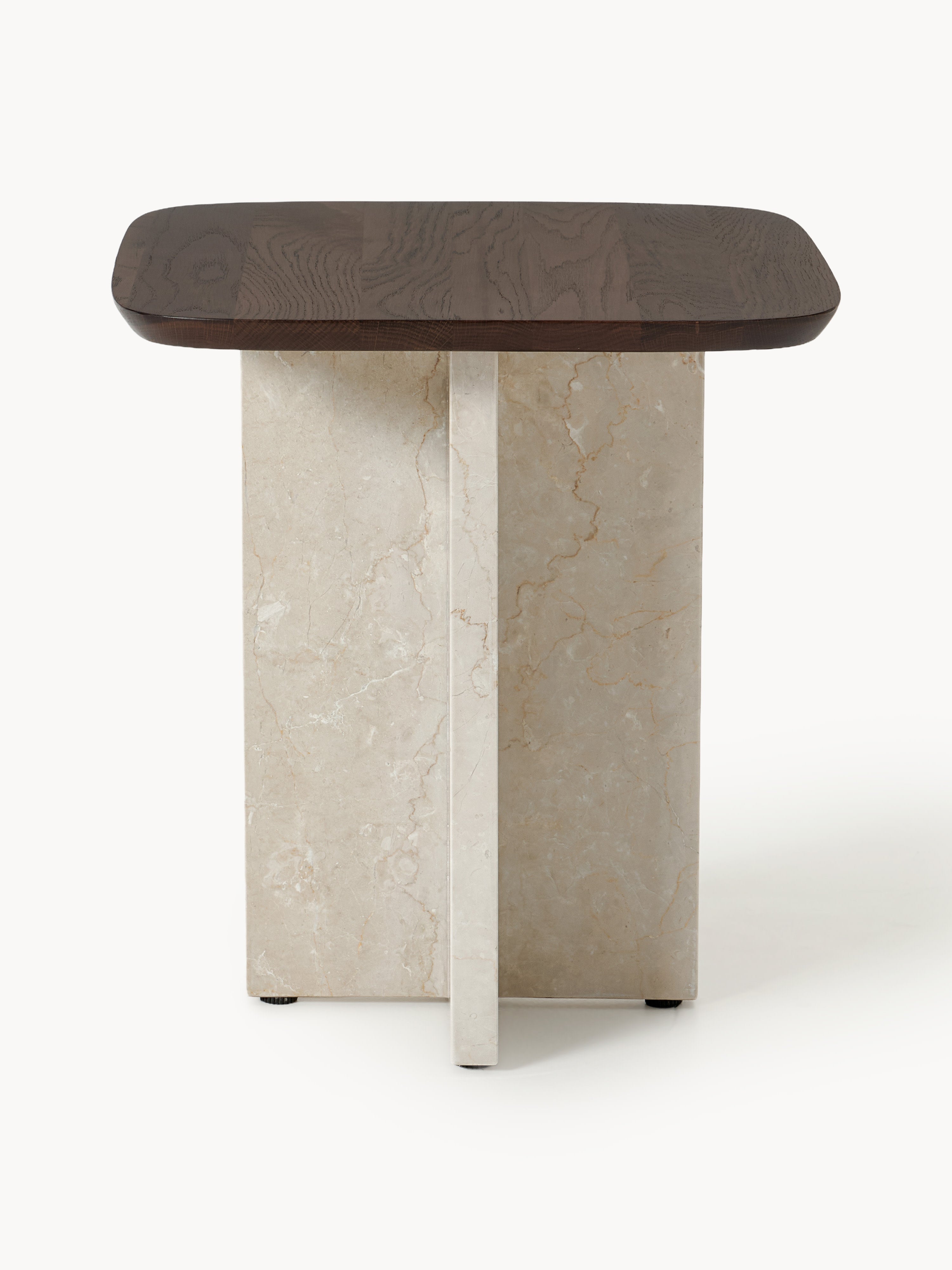 Naida Oak Wood and Marble Side Table