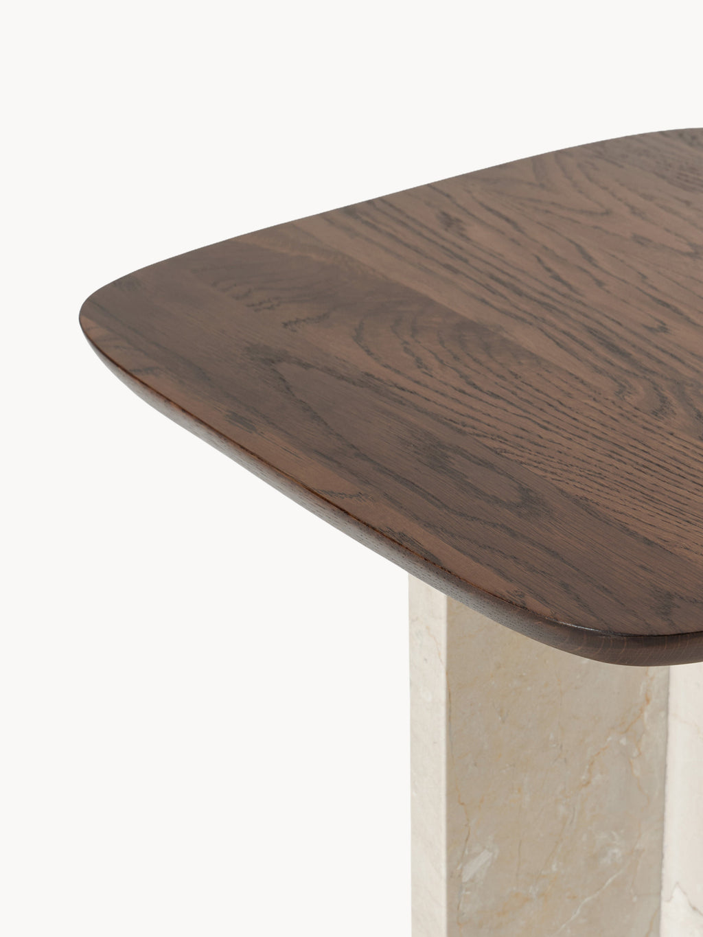 Naida Oak Wood and Marble Side Table