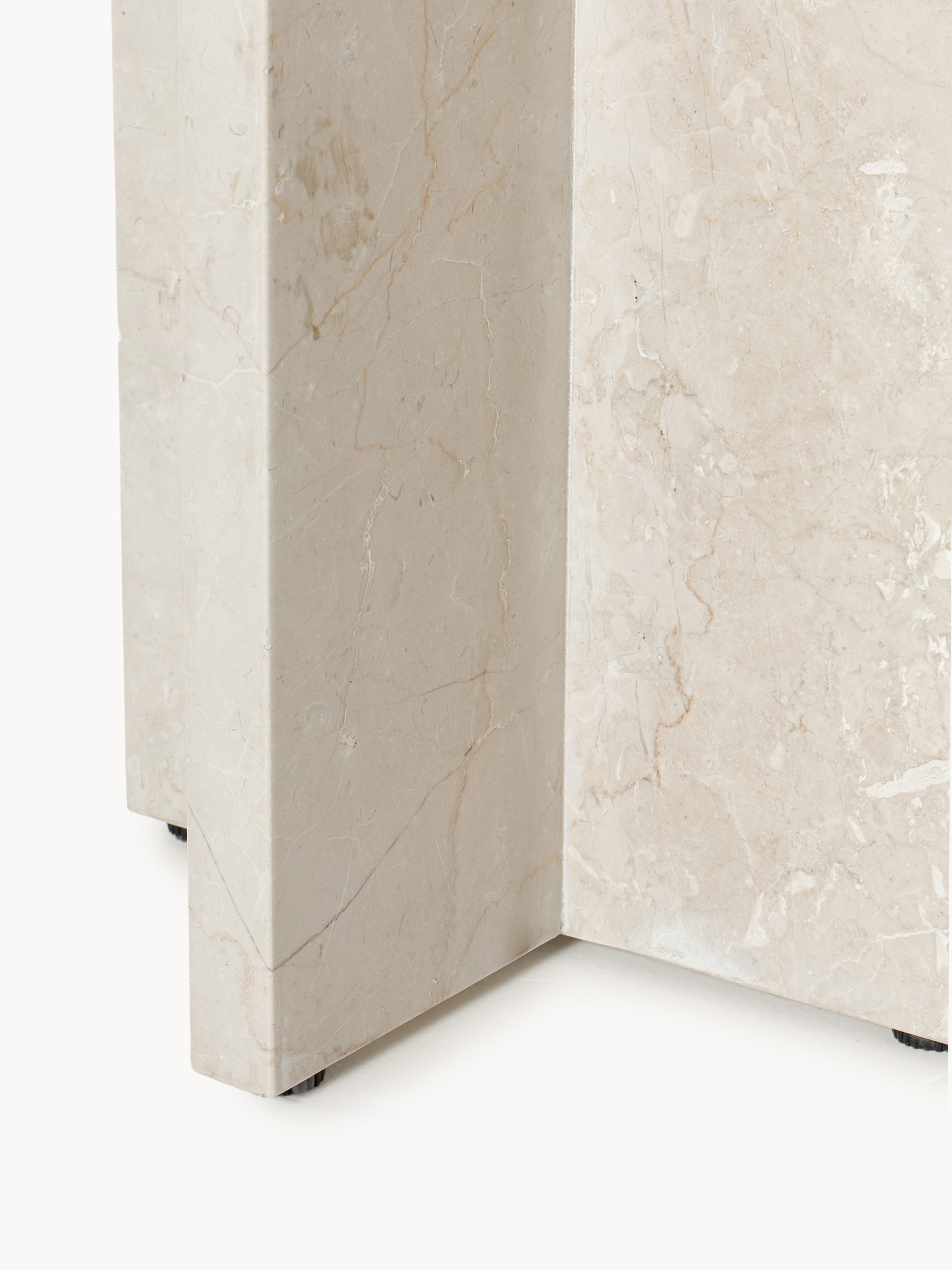 Naida Oak Wood and Marble Side Table