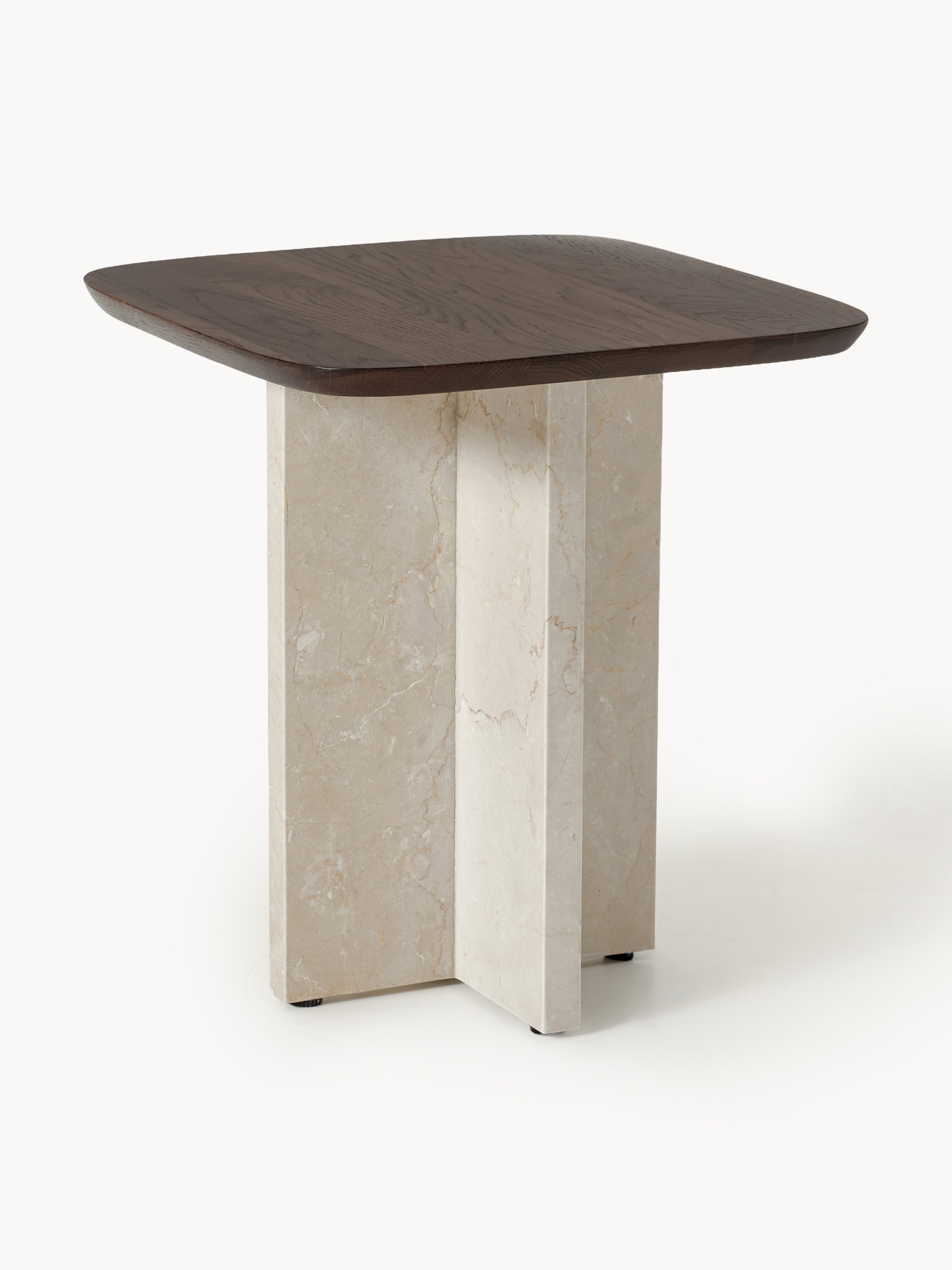 Gallery image 1 - Oak Wood and Marble Side Table Naida
