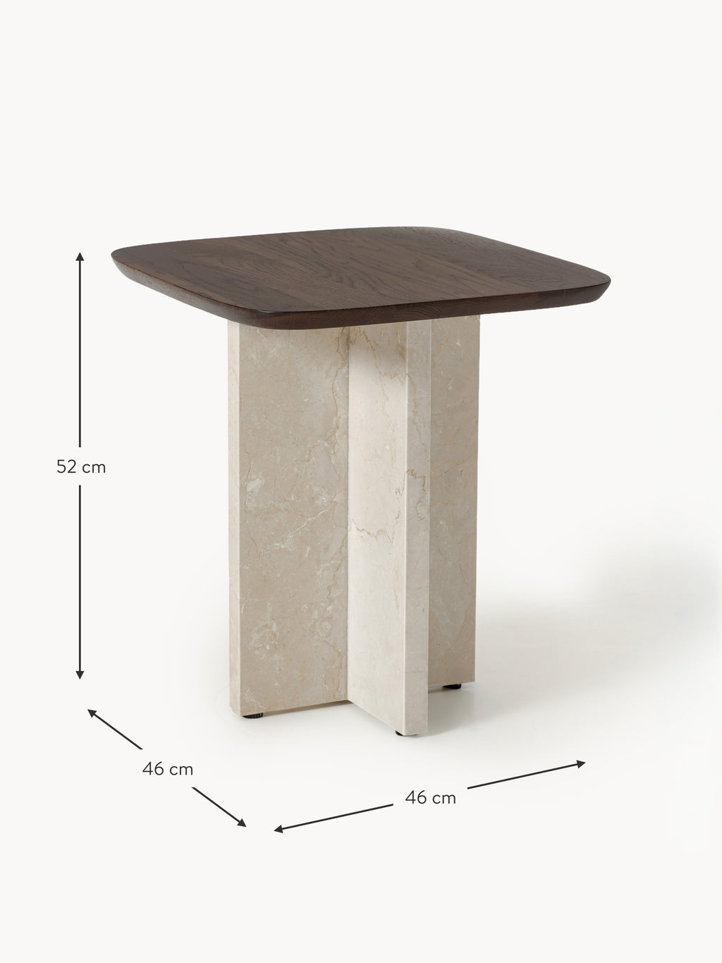 Naida Oak Wood and Marble Side Table