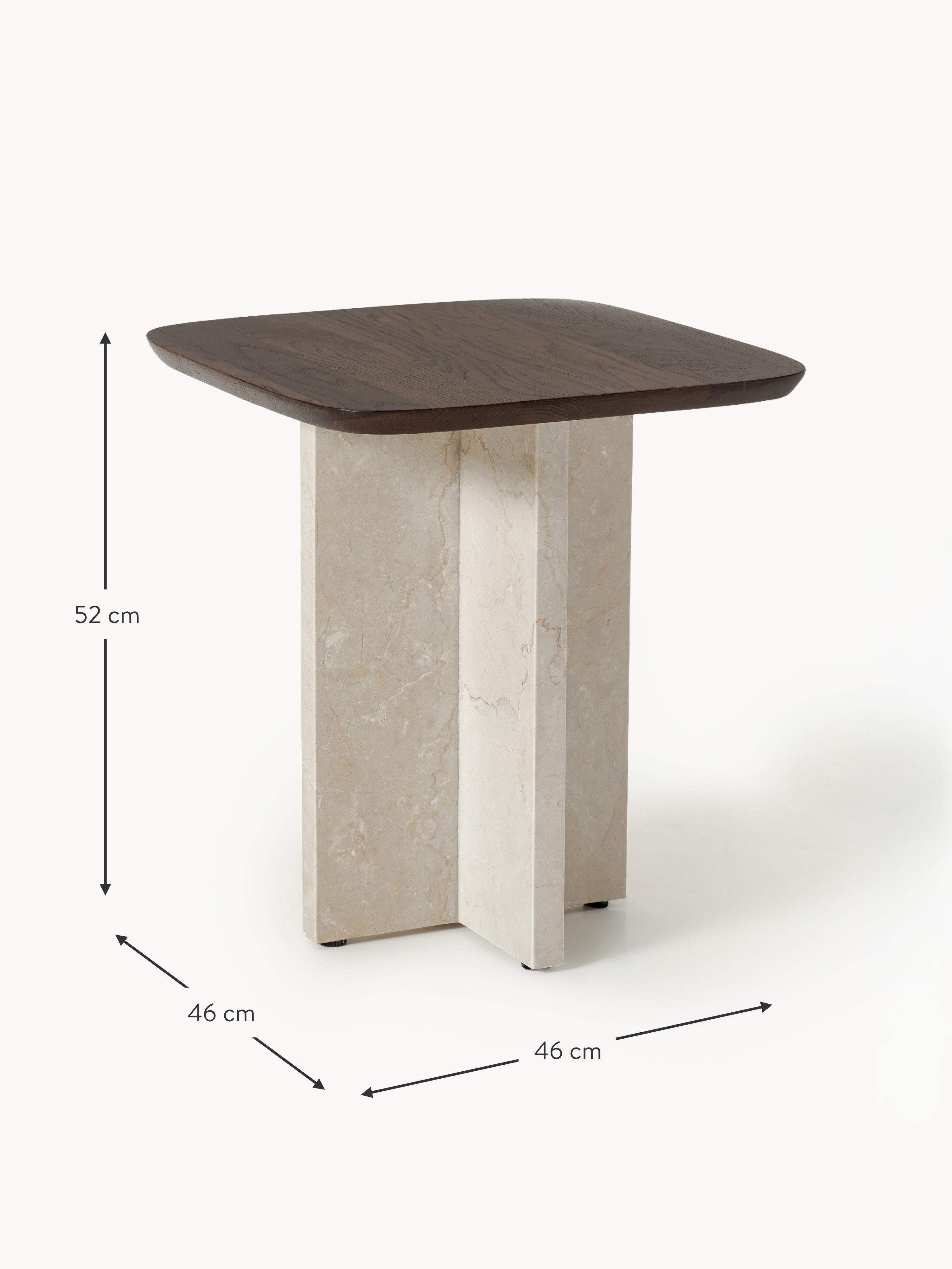 Naida Oak Wood and Marble Side Table