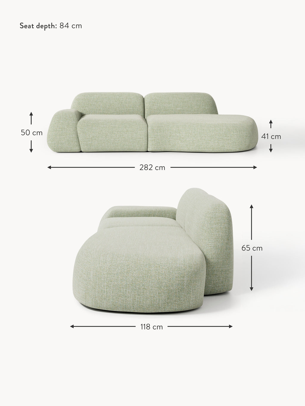 Wolke Modular Bouclé Chaise (3-seater)