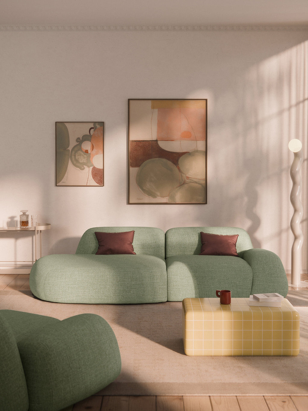 Wolke Modular Bouclé Chaise (3-seater)