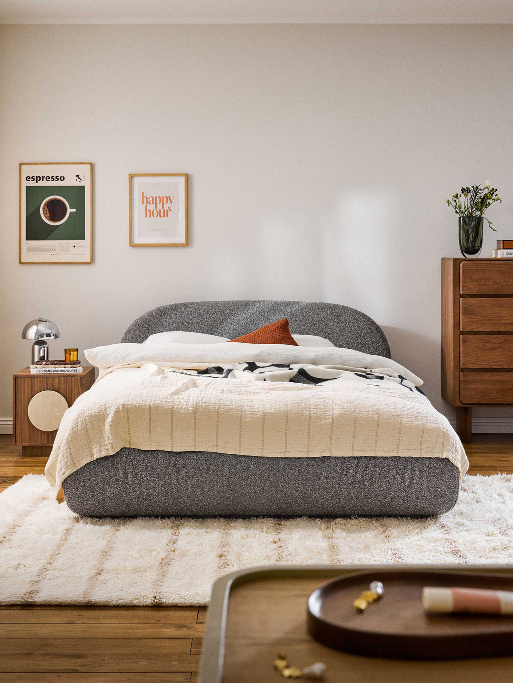 Alba Upholstered Bouclé Bed