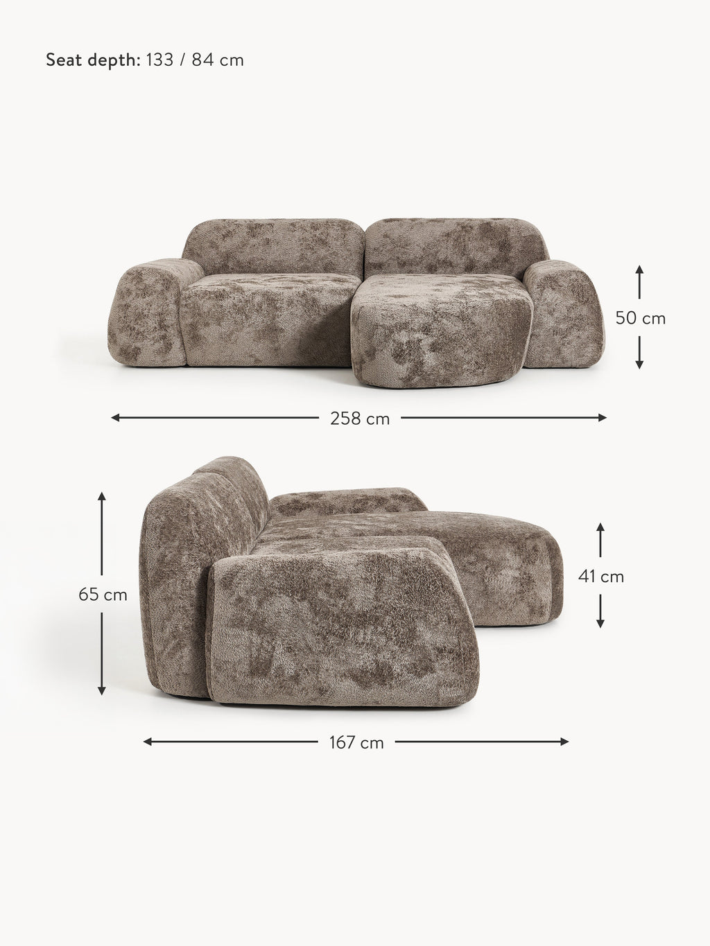 Wolke Modular Teddy Bouclé Corner Sofa (3-seater)