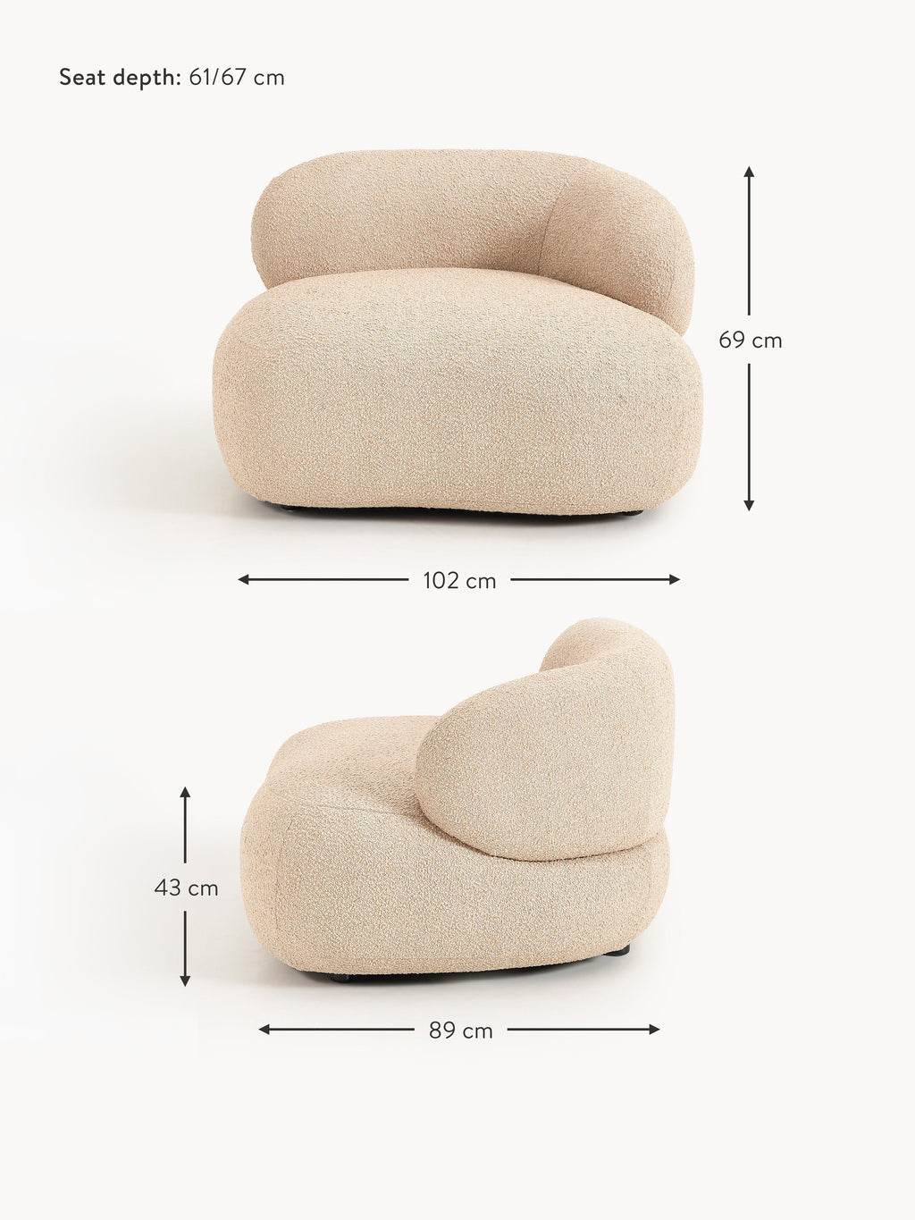 Alba Bouclé Lounge Armchair