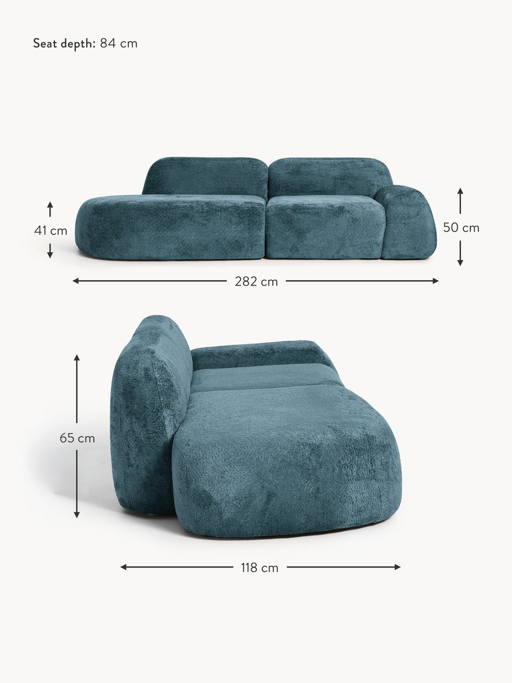 Wolke Modular Teddy Bouclé Chaise (3-seater)