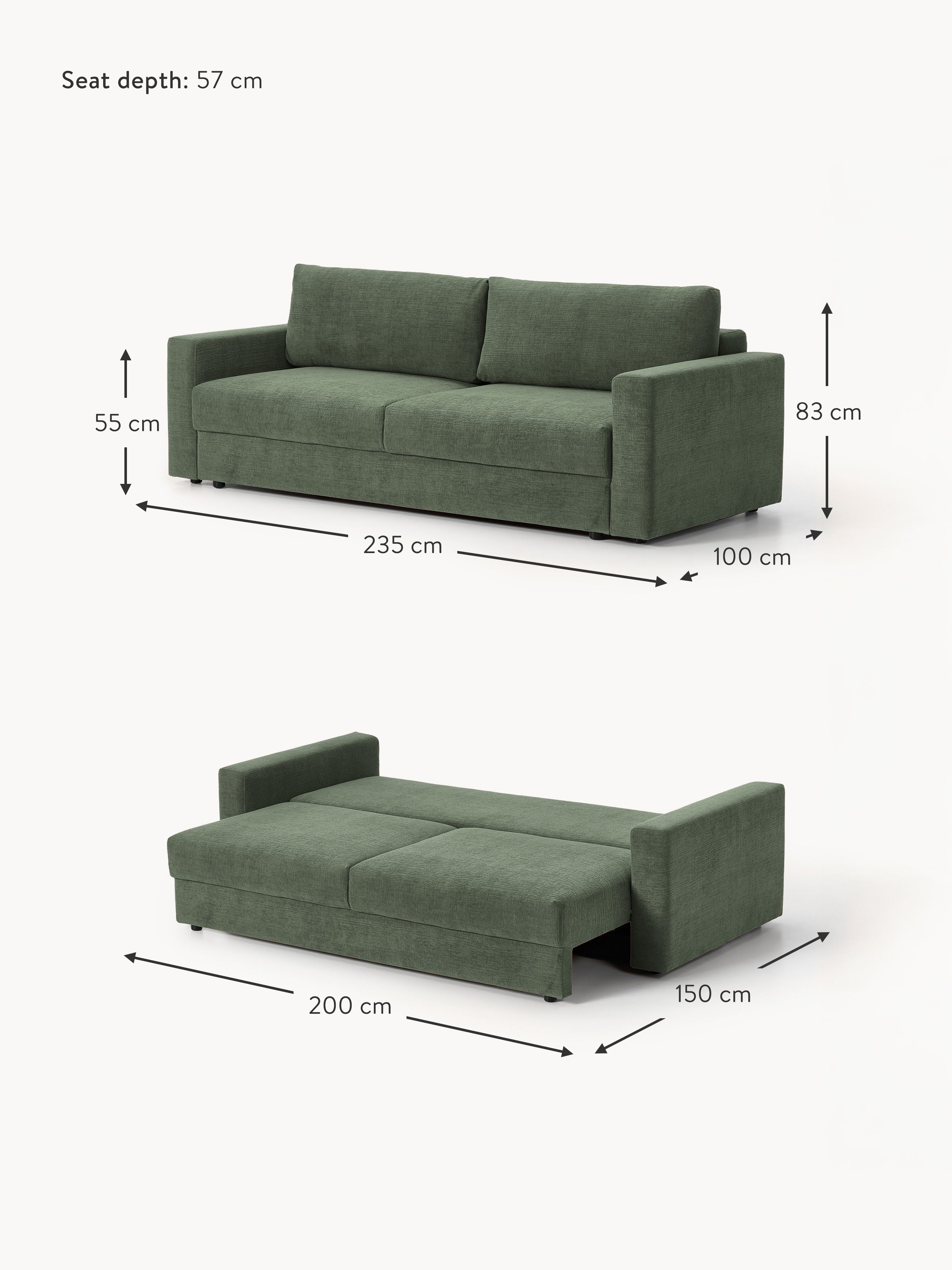 Tasha Velvet Sofa Bed (3-seater)