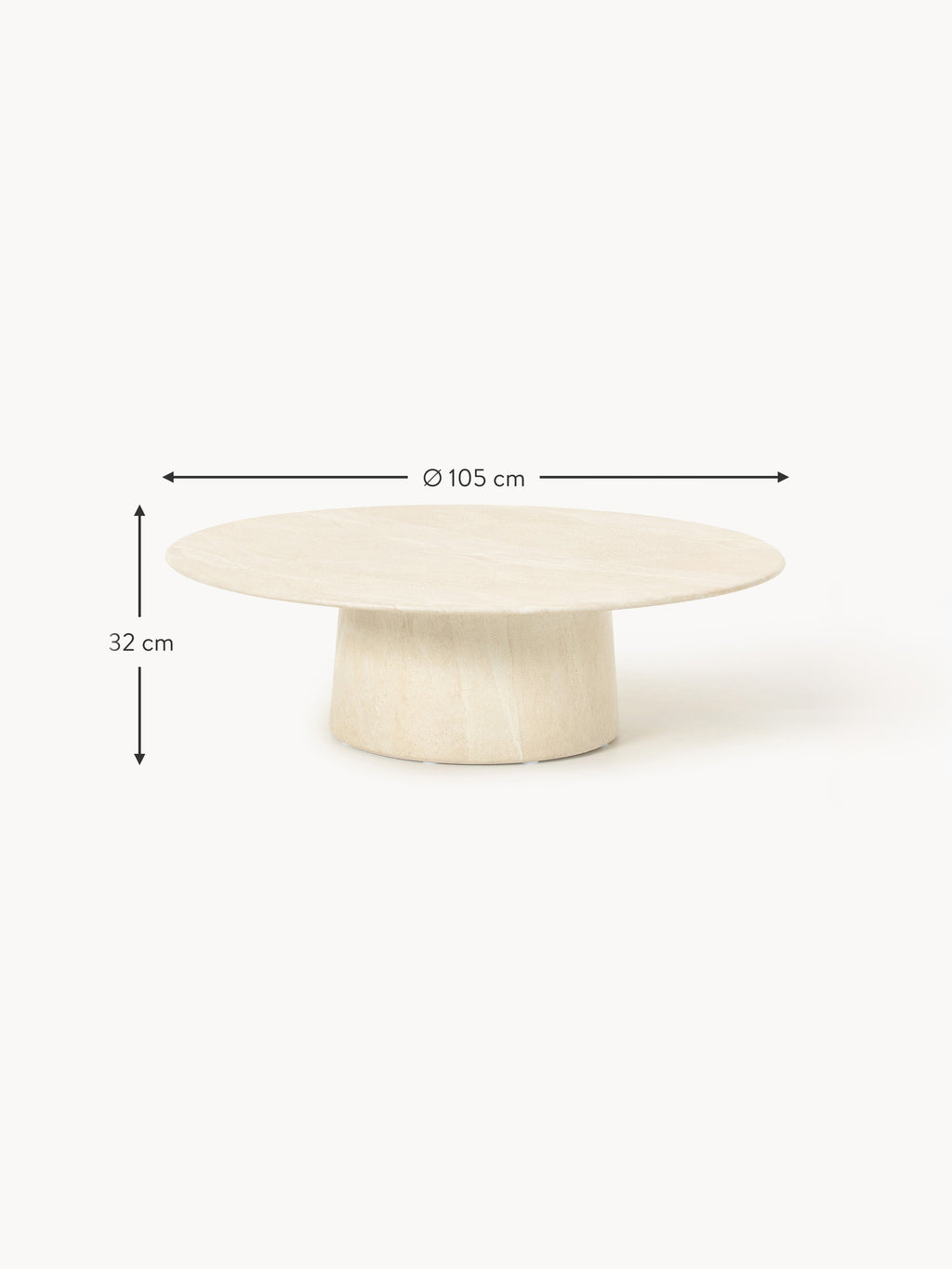 Jael XL Travertine Effect Round Coffee Table