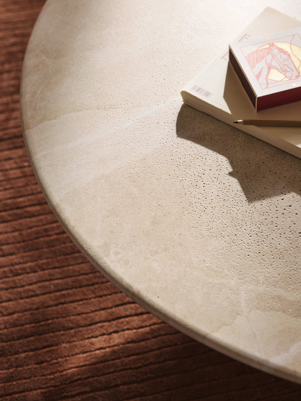 Jael XL Travertine Effect Round Coffee Table