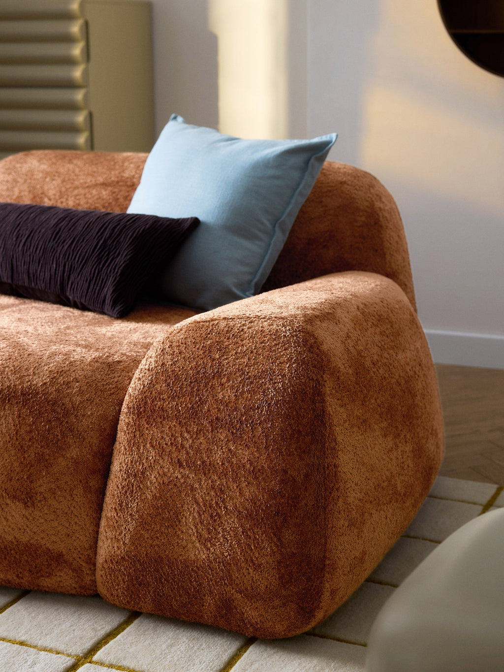 Wolke Teddy Bouclé Sofa (2-seater) with Chaise End
