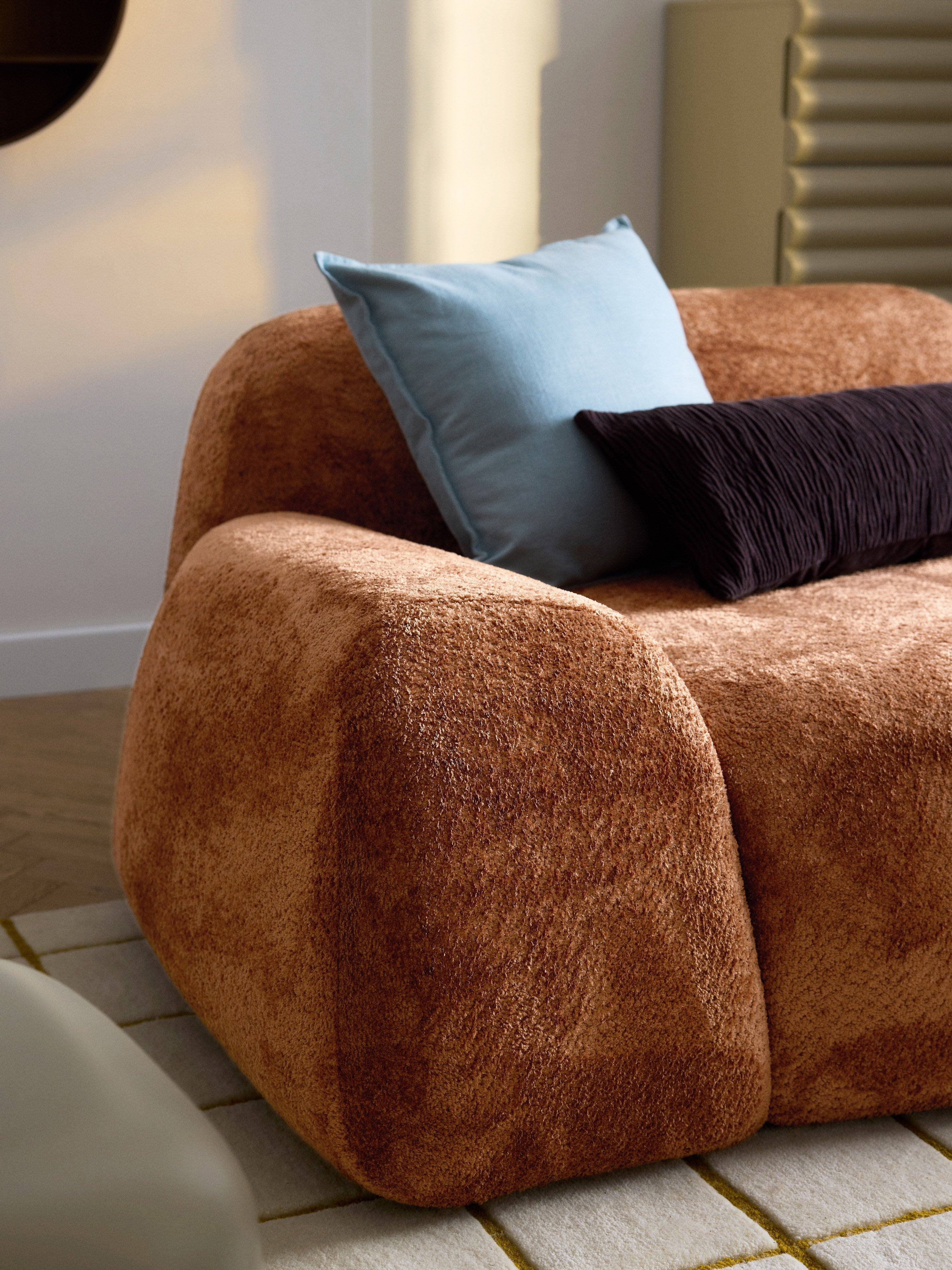Wolke Teddy Bouclé Sofa (2-seater) with Chaise End