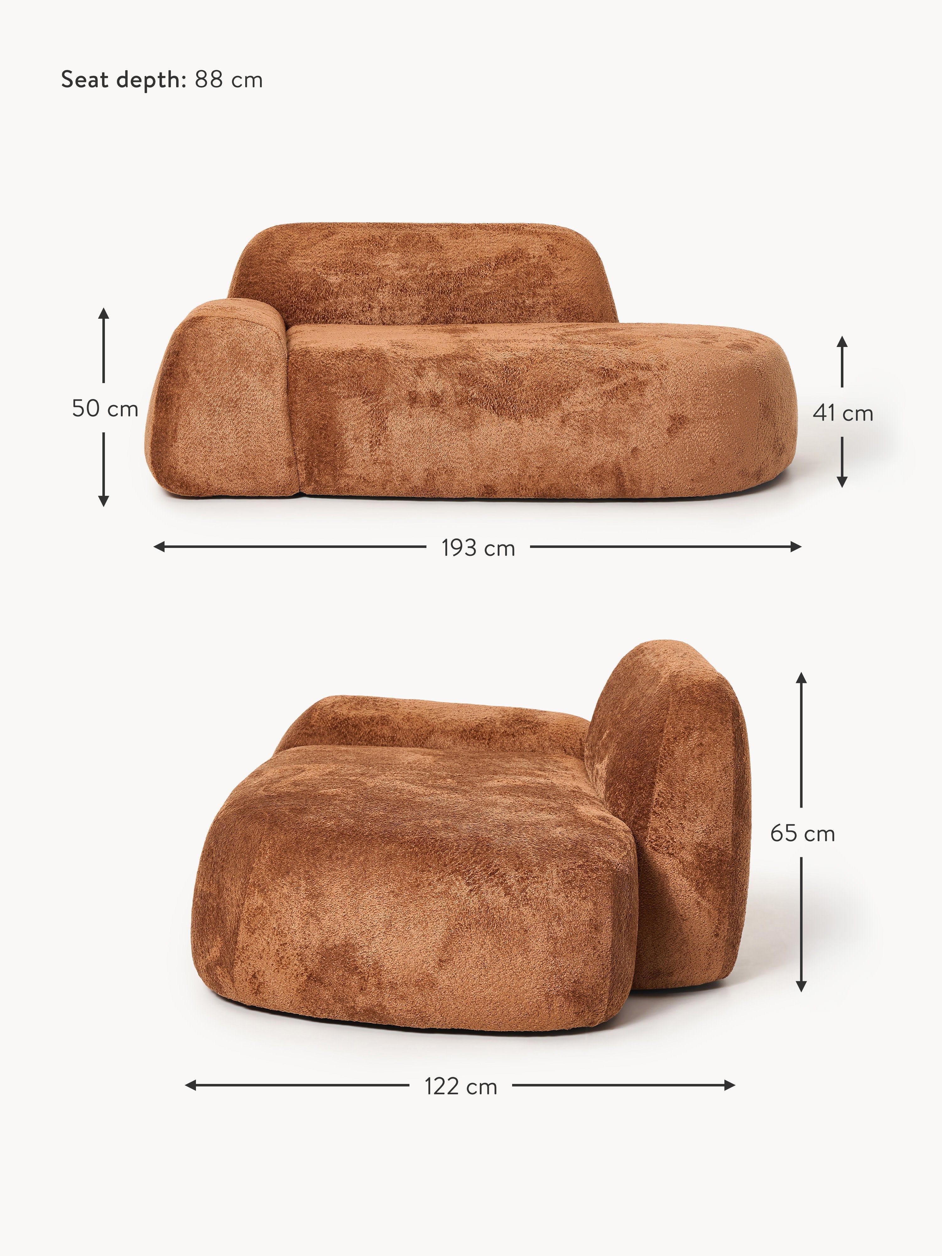 Wolke Teddy Bouclé Sofa (2-seater) with Chaise End