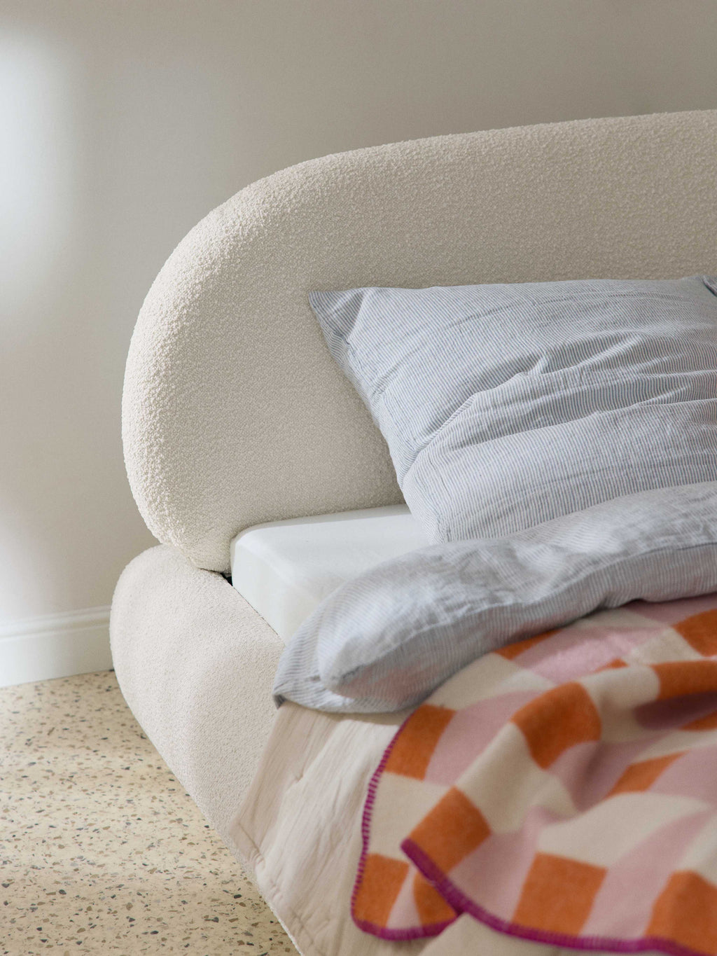 Alba Upholstered Bouclé Bed with Storage