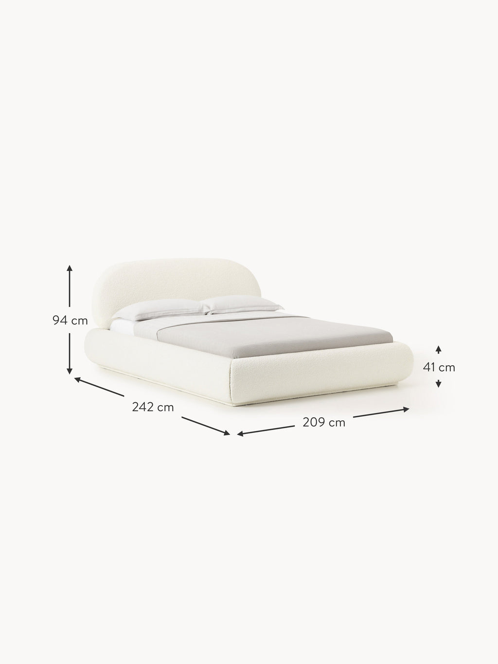 Alba Upholstered Bouclé Bed with Storage