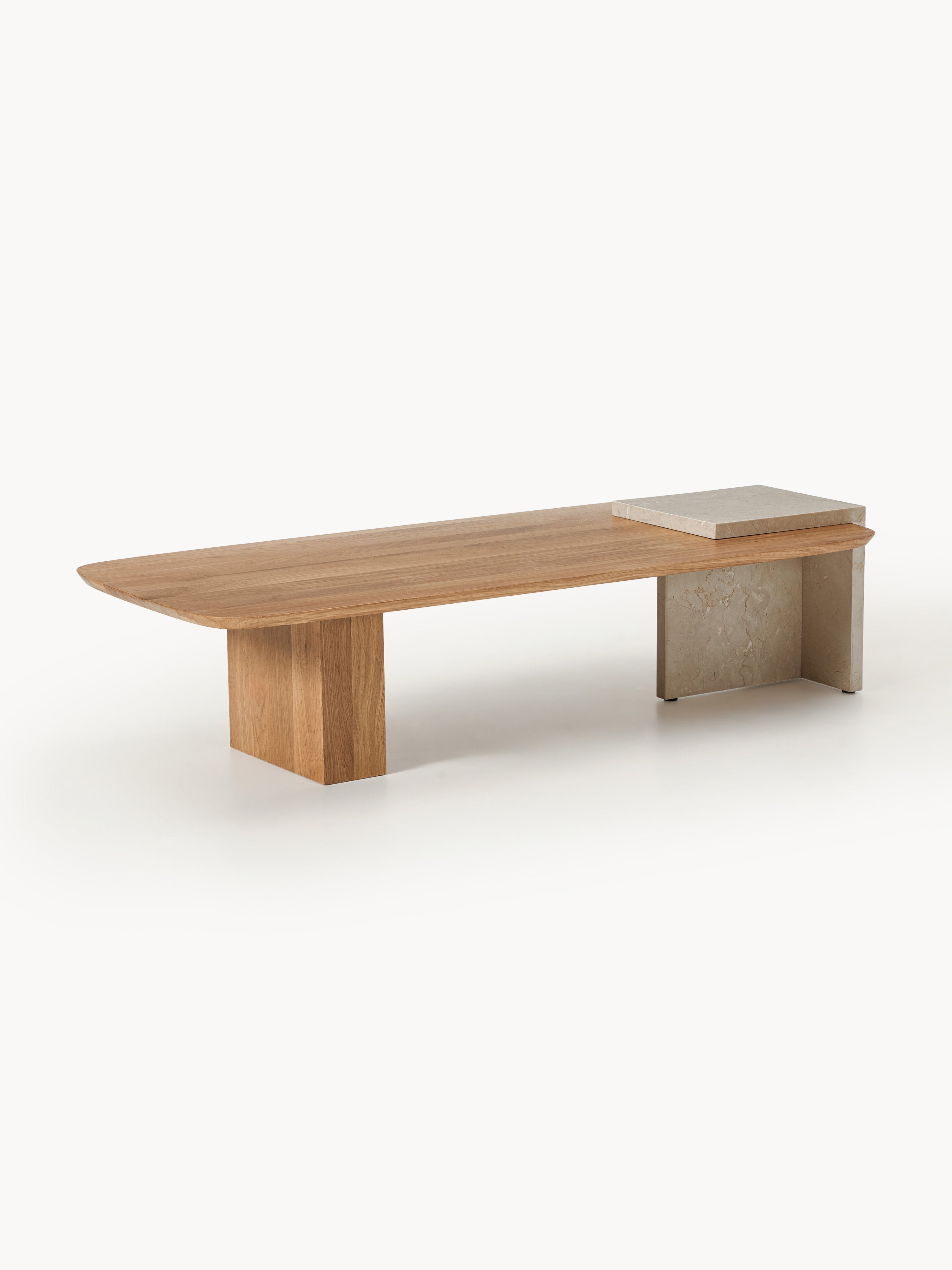 Gallery image 1 - Oak Wood and Marble Coffee Table Naida