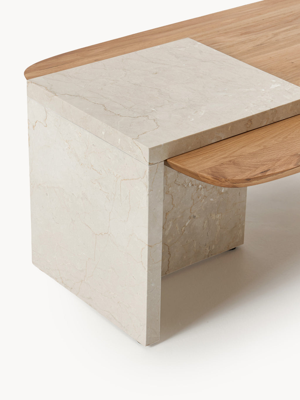 Naida Oak Wood and Marble Coffee Table