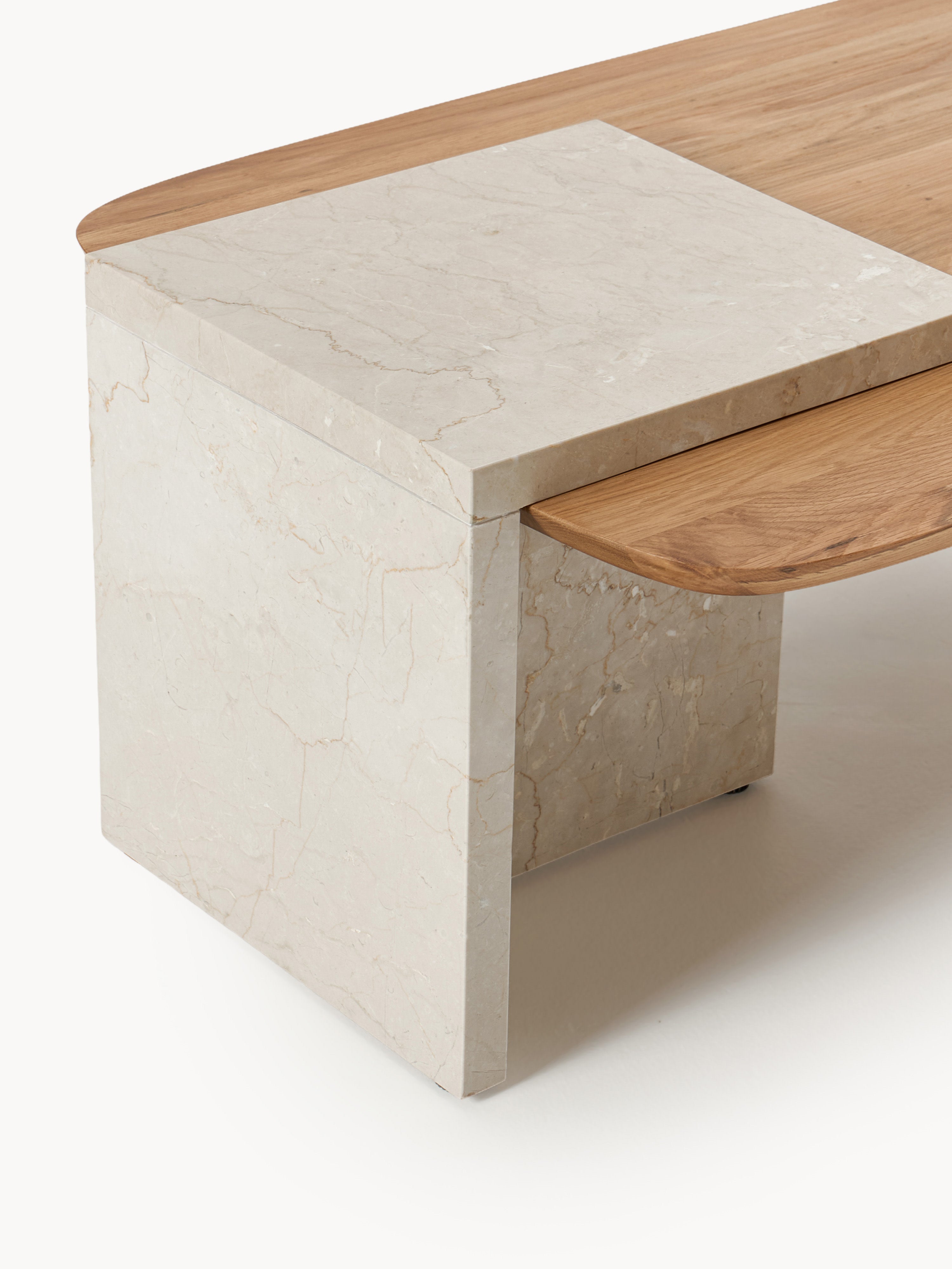 Naida Oak Wood and Marble Coffee Table