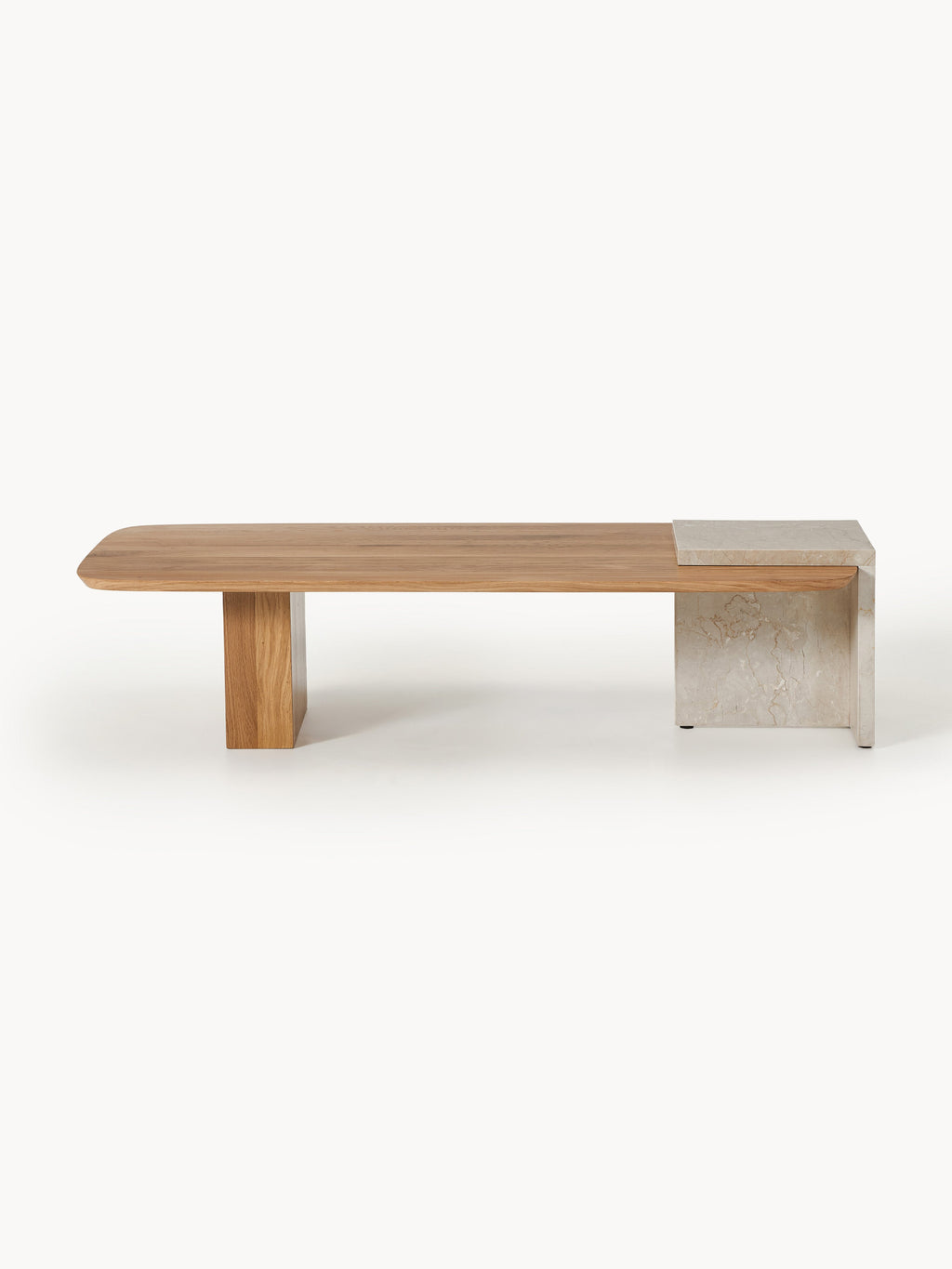 Naida Oak Wood and Marble Coffee Table