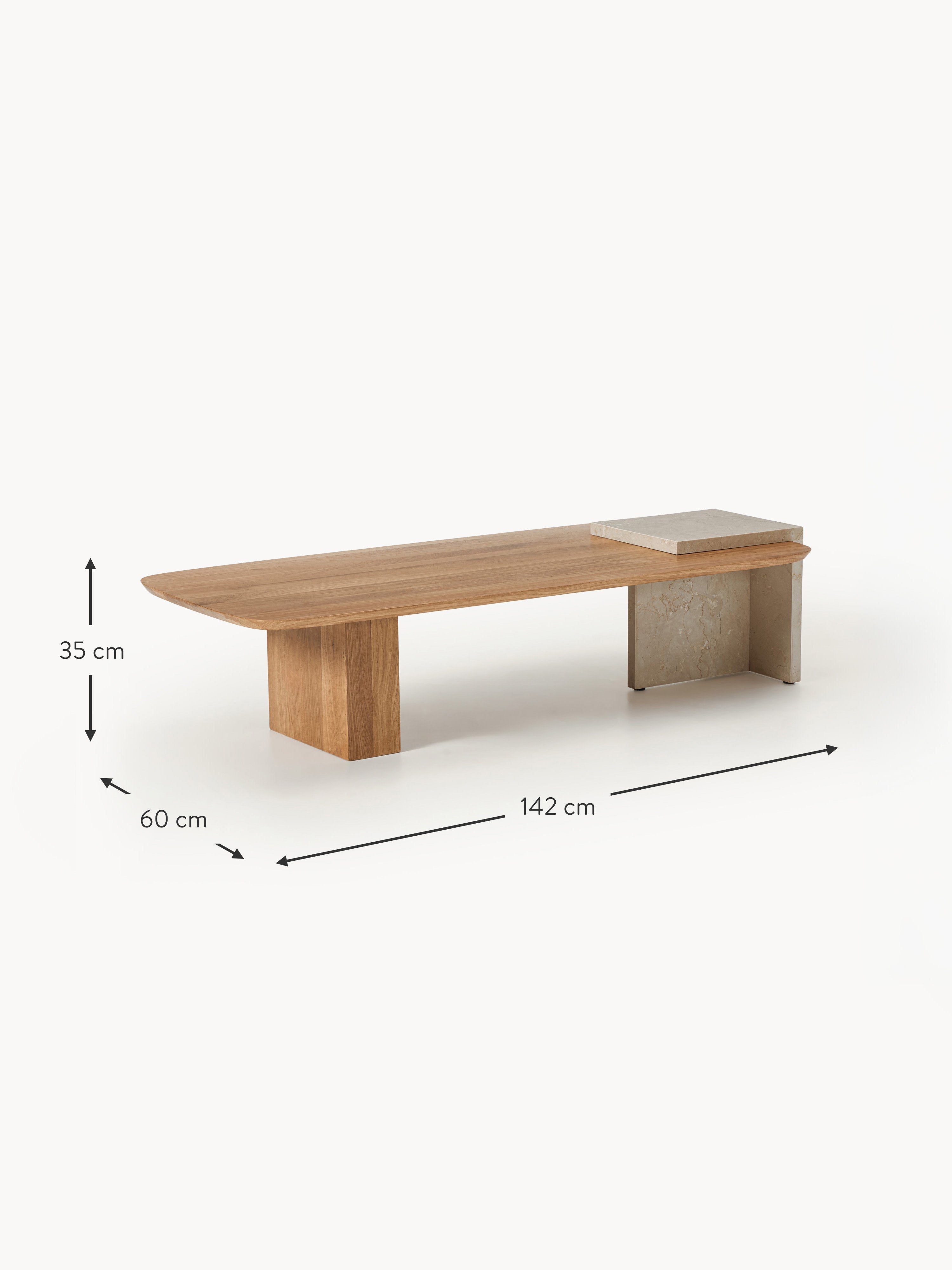 Naida Oak Wood and Marble Coffee Table