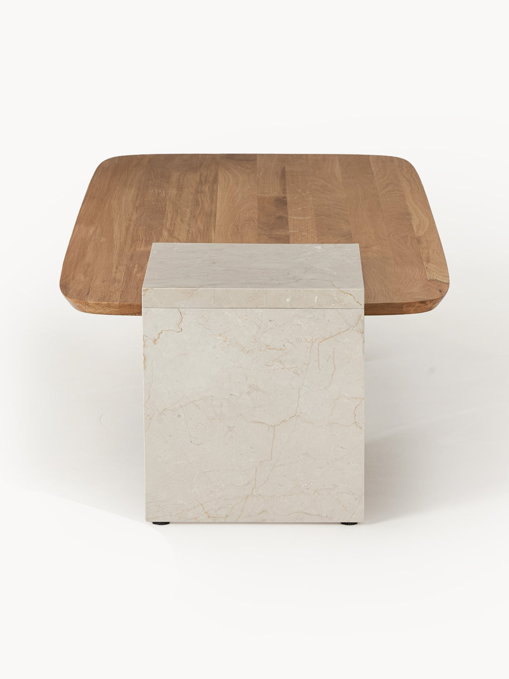 Naida Oak Wood and Marble Coffee Table
