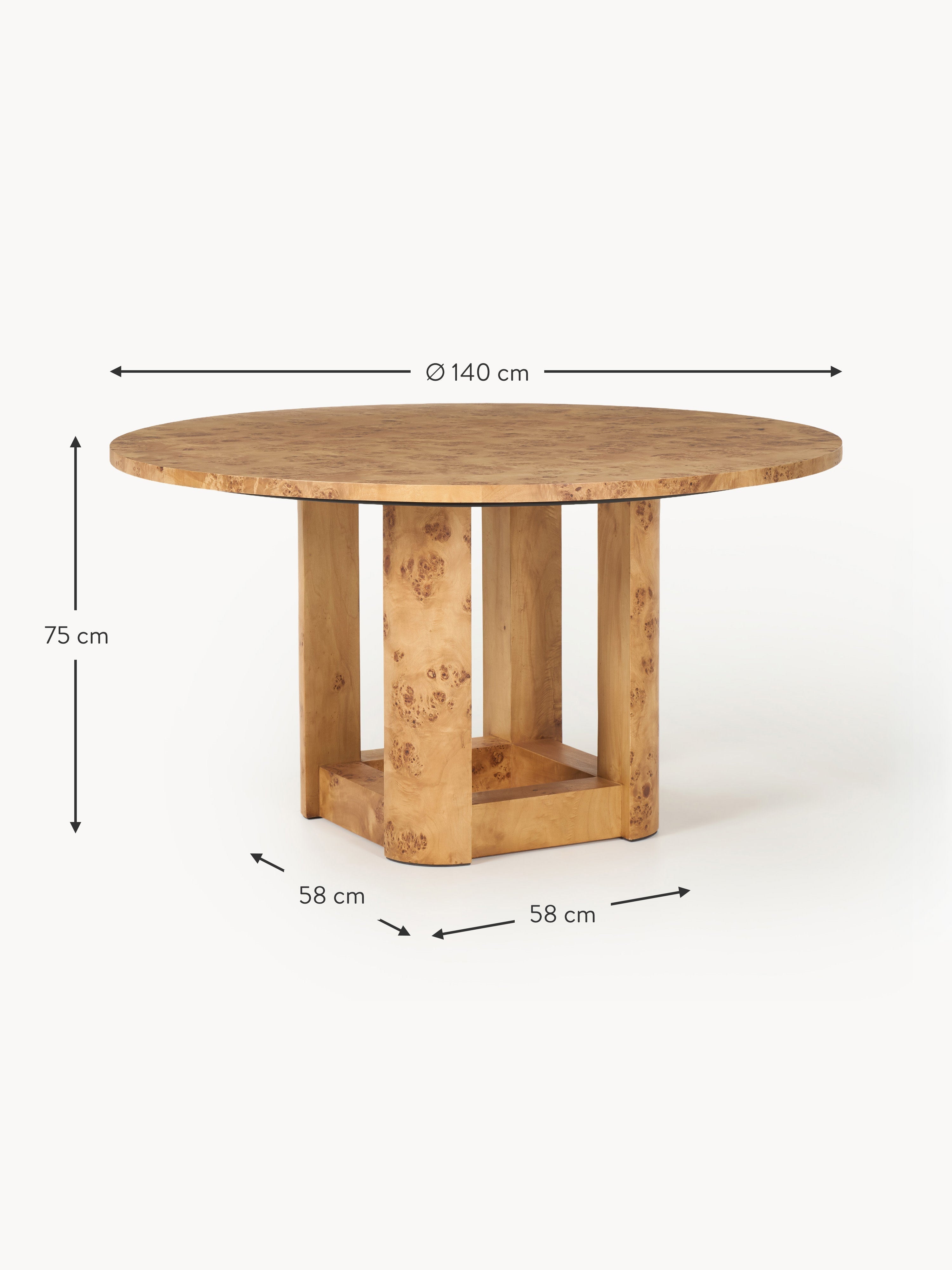 Edward Round Wooden Dining Table, in various sizes