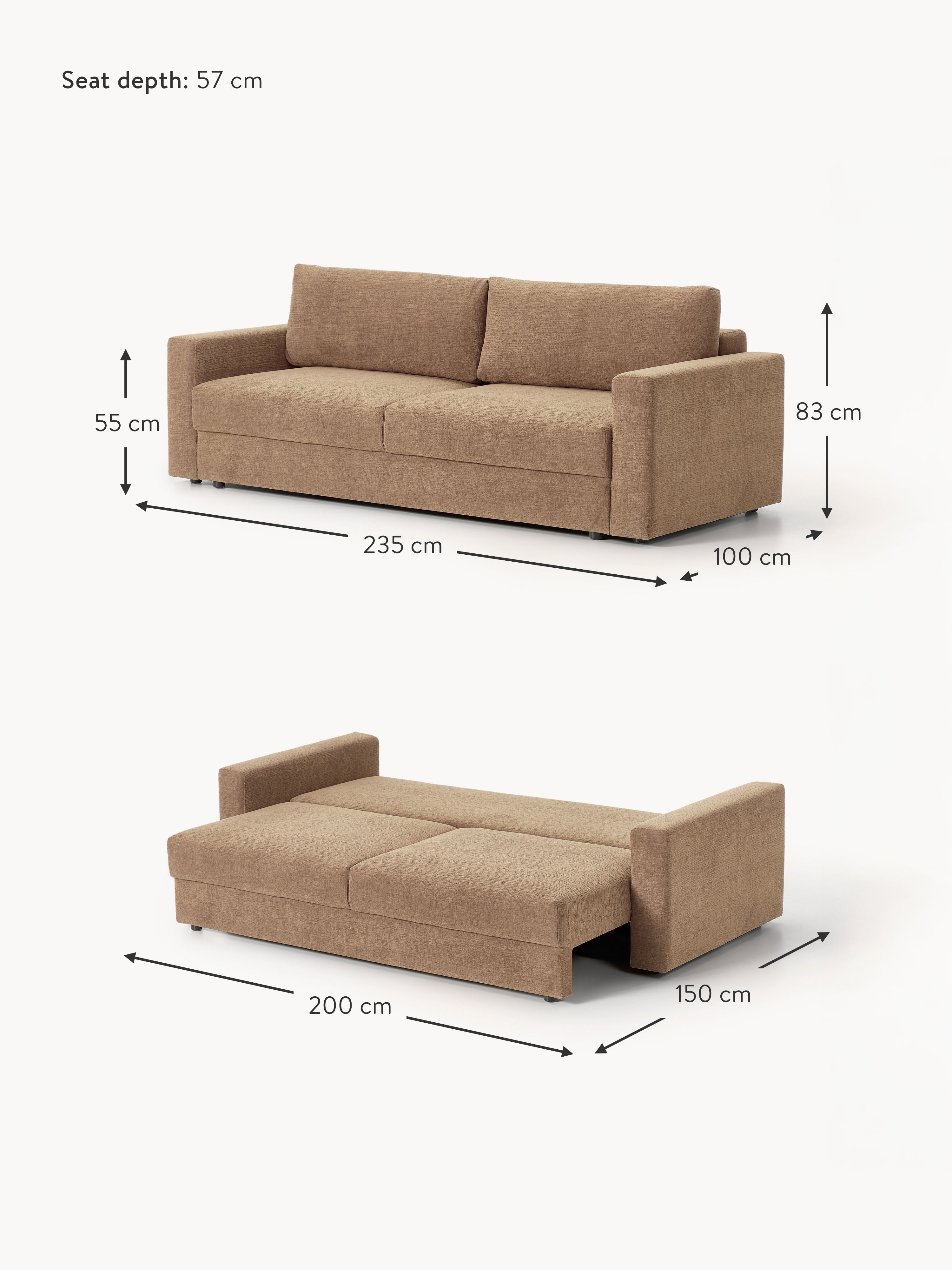 Tasha Velvet Sofa Bed (3-seater)
