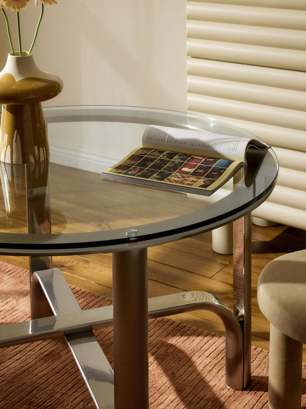 Neil Round Dining Table with Glass Top, in various sizes
