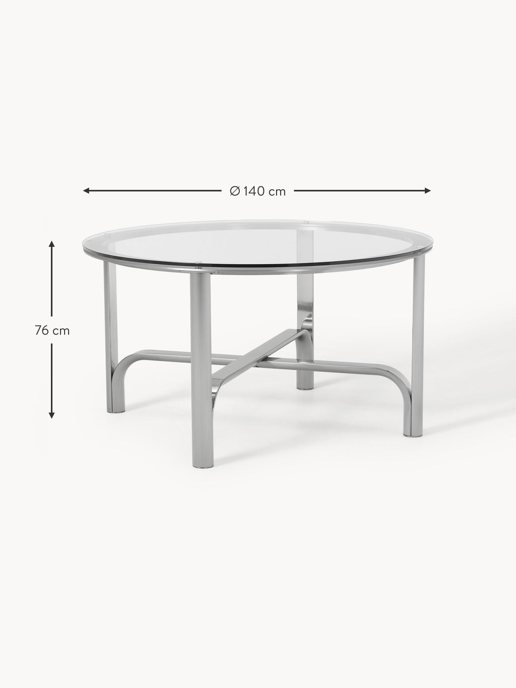 Neil Round Dining Table with Glass Top, in various sizes
